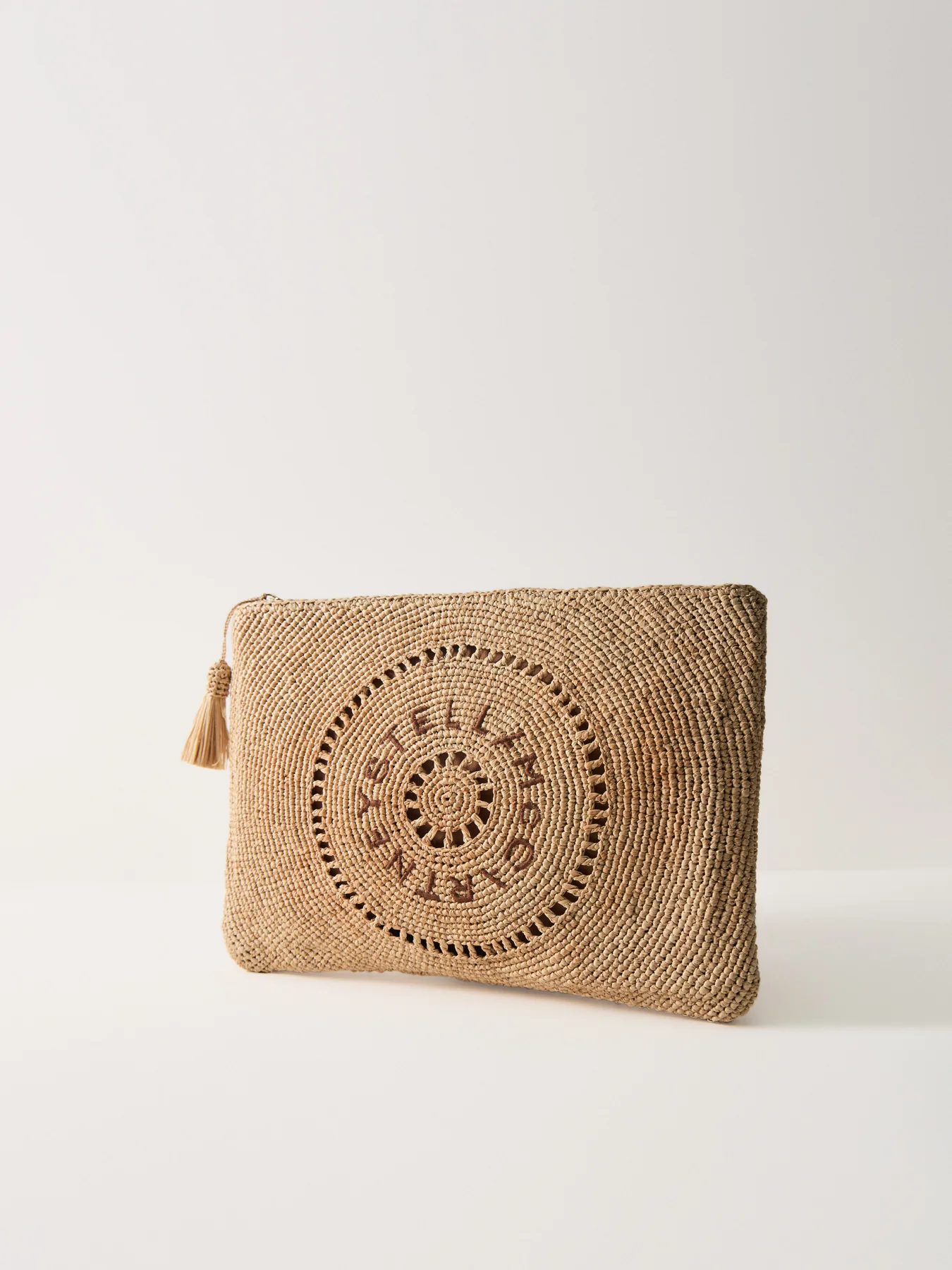 Logo Crochet Raffia Pouch Natural - Image 4