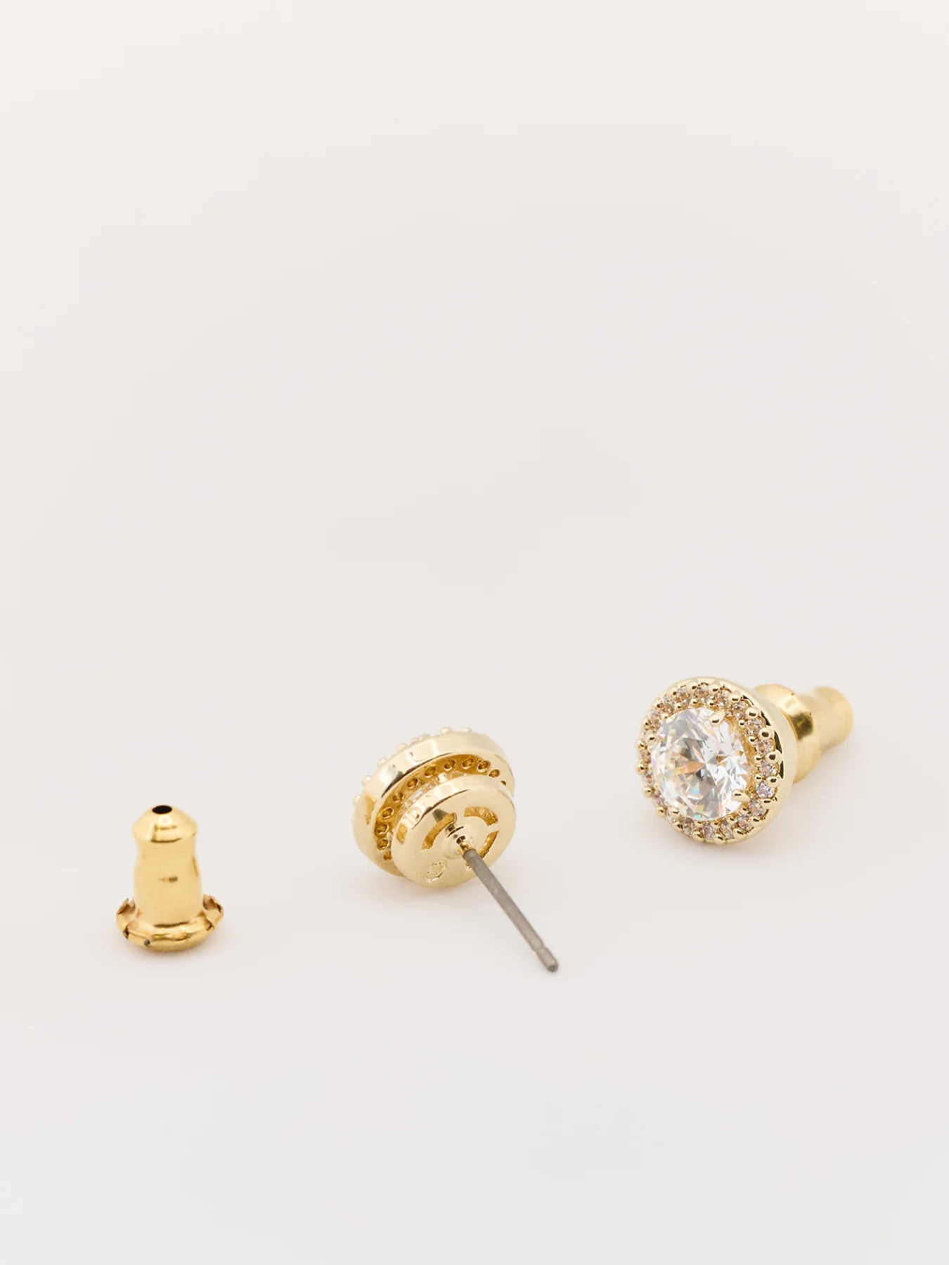 Una Pave Stud Earrings Gold - Image 3