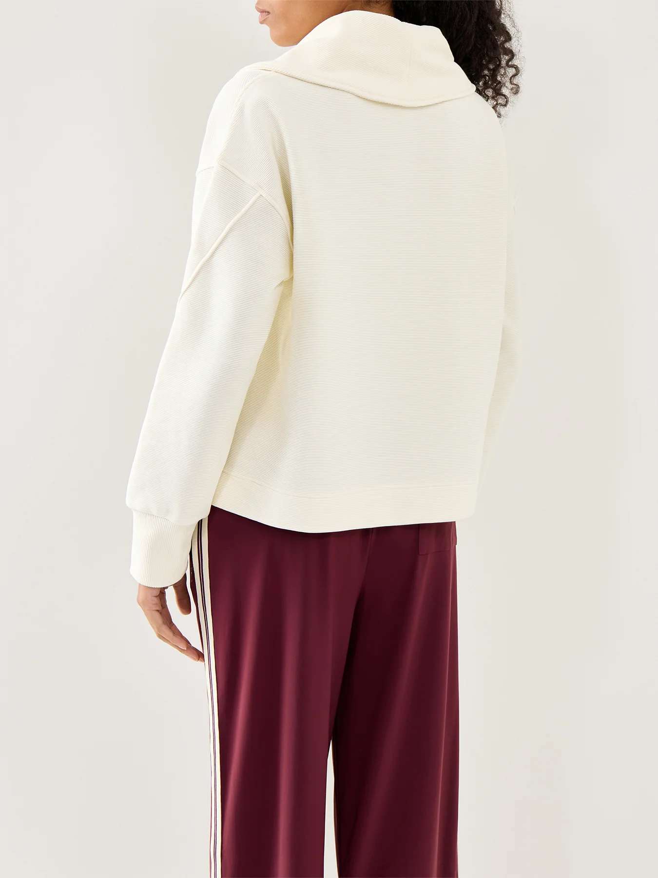 Peaceful Rib Half Zip Cropped Sweatshirt Lily White - Image 5