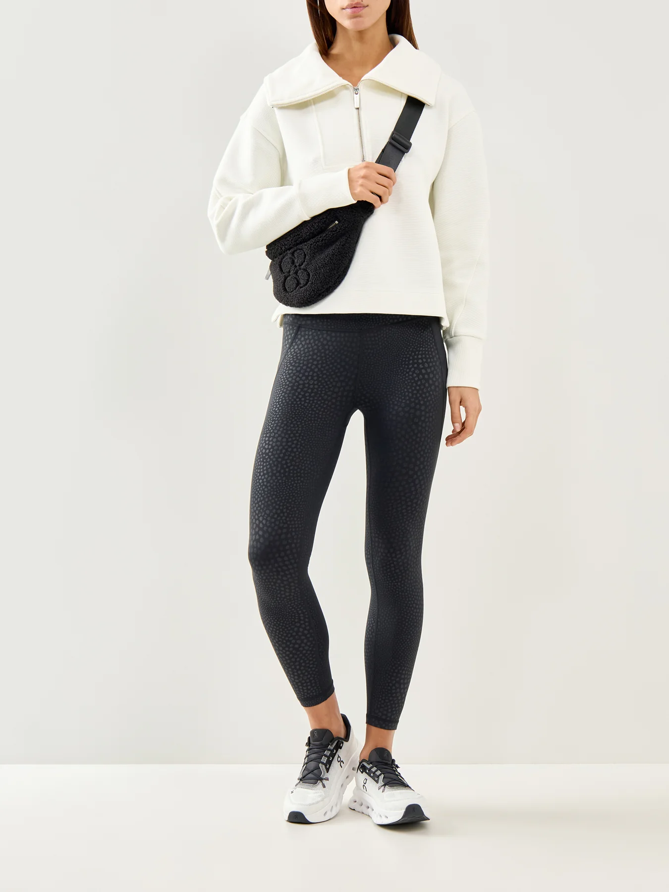 Peaceful Rib Half Zip Sweatshirt White - Image 2
