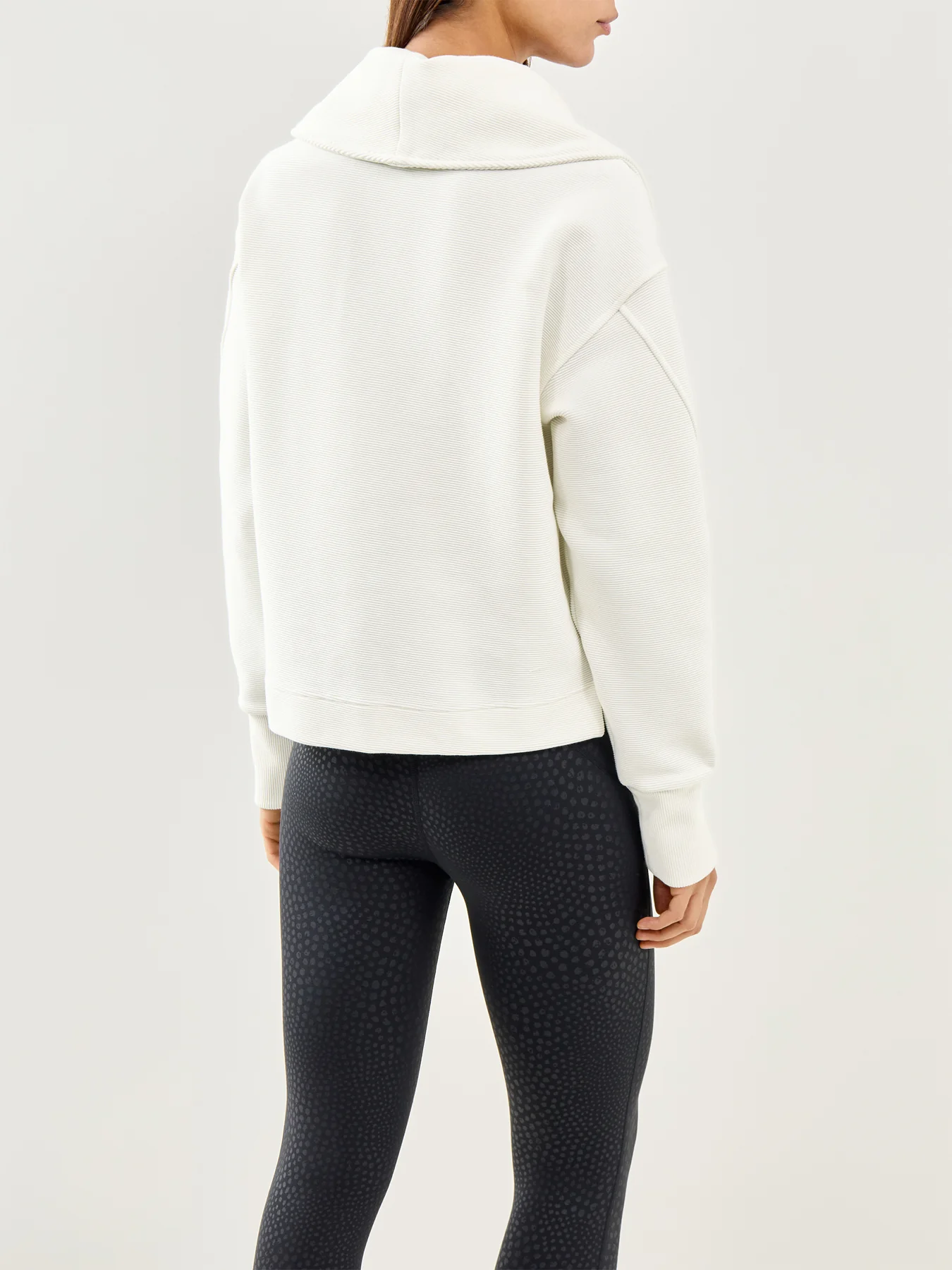 Peaceful Rib Half Zip Sweatshirt White - Image 5