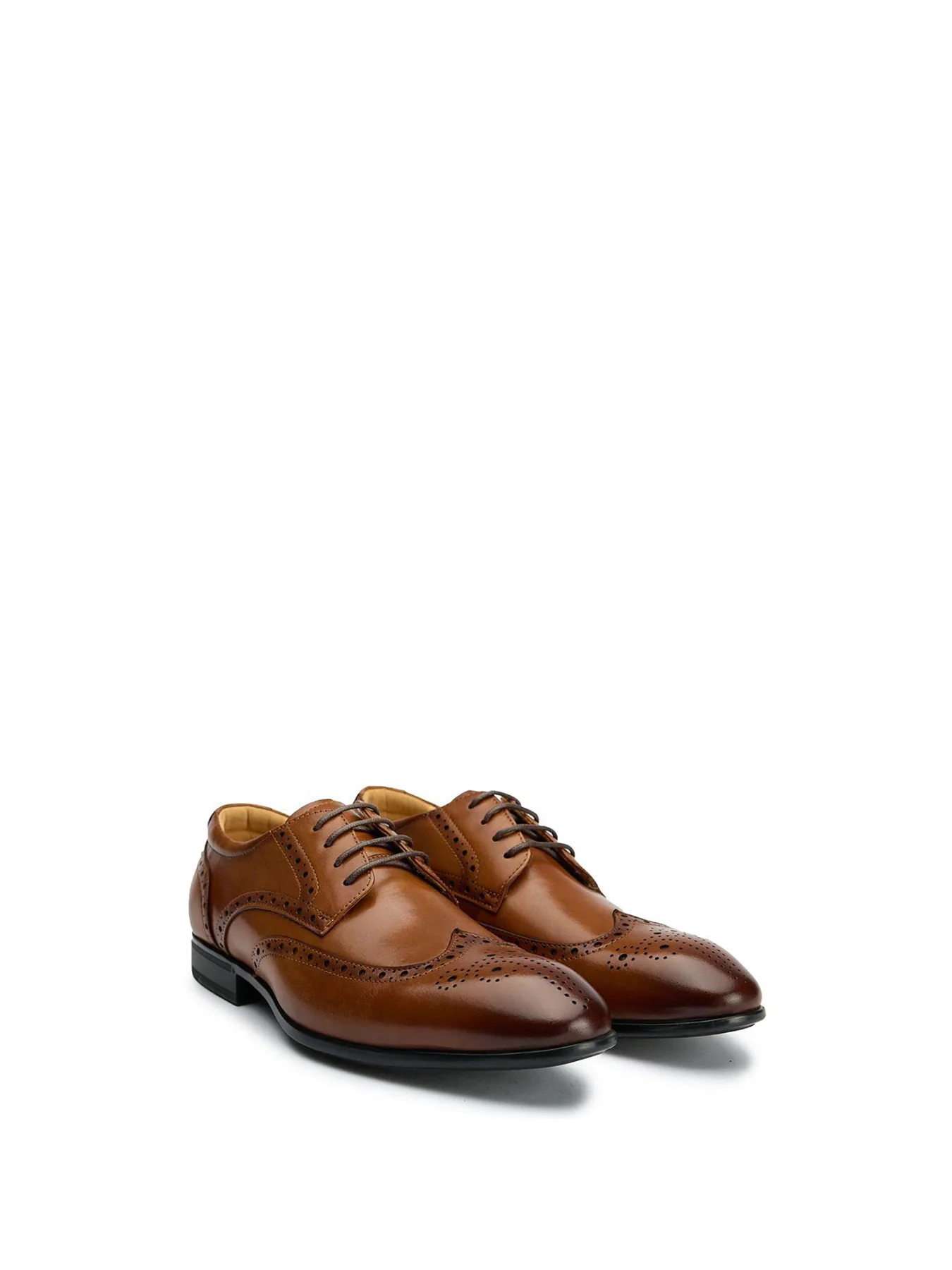 Wide Fit Brogue Shoes Tan - Image 3