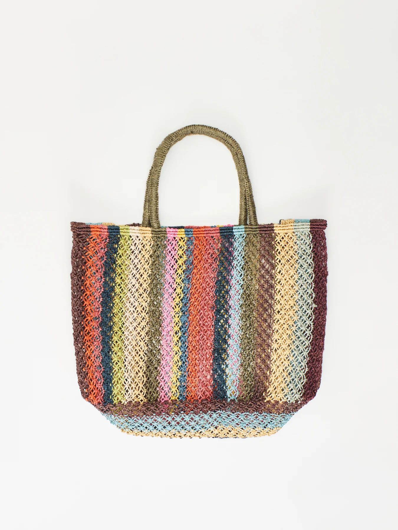 Barry Striped Raffia Tote Bag Multi - Image 3