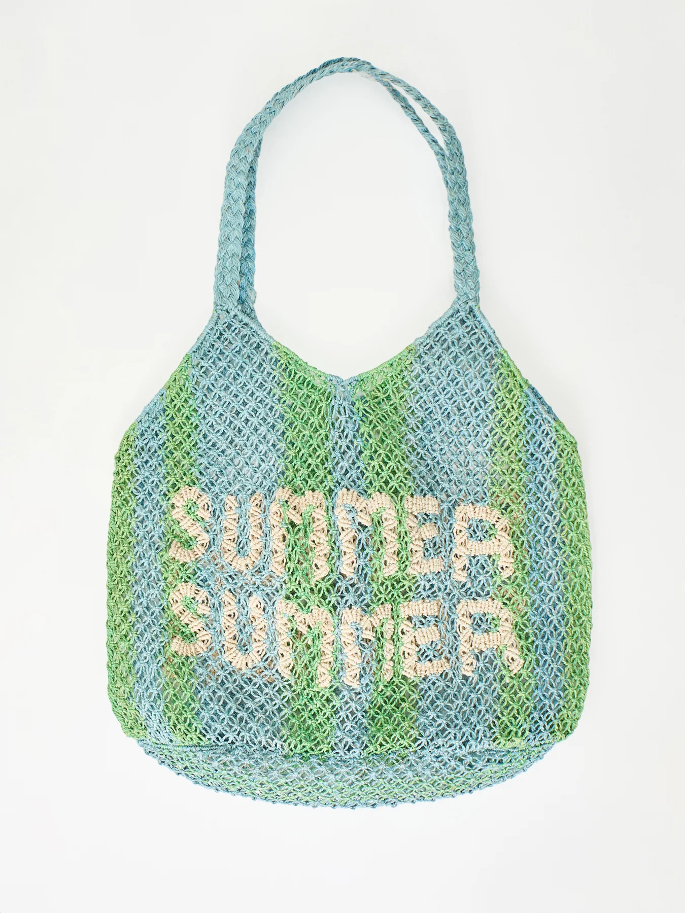 Drew Summer Raffia Tote Bag Blue - Image 3