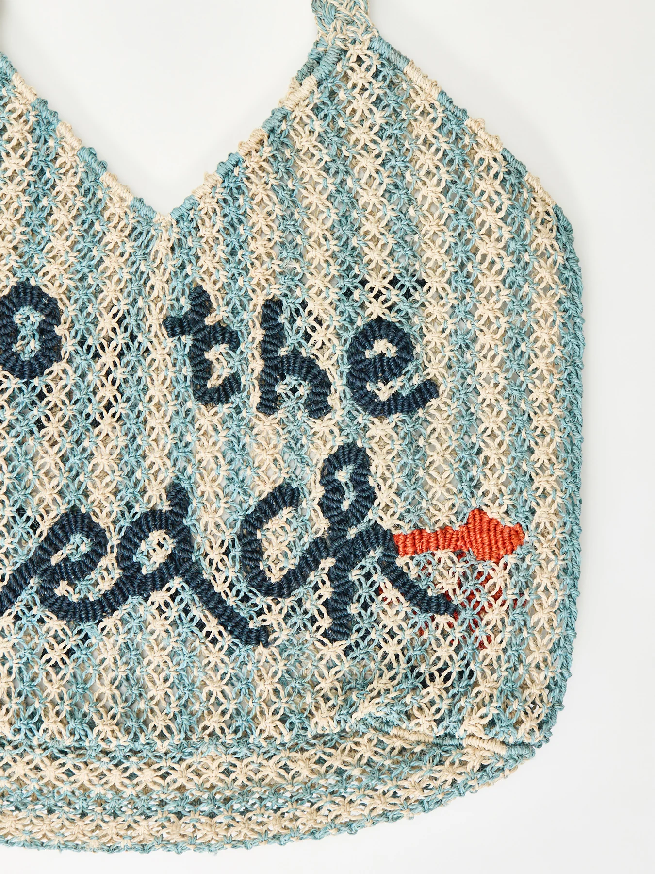 Drew To The Beach Raffia Tote Bag Blue - Image 4