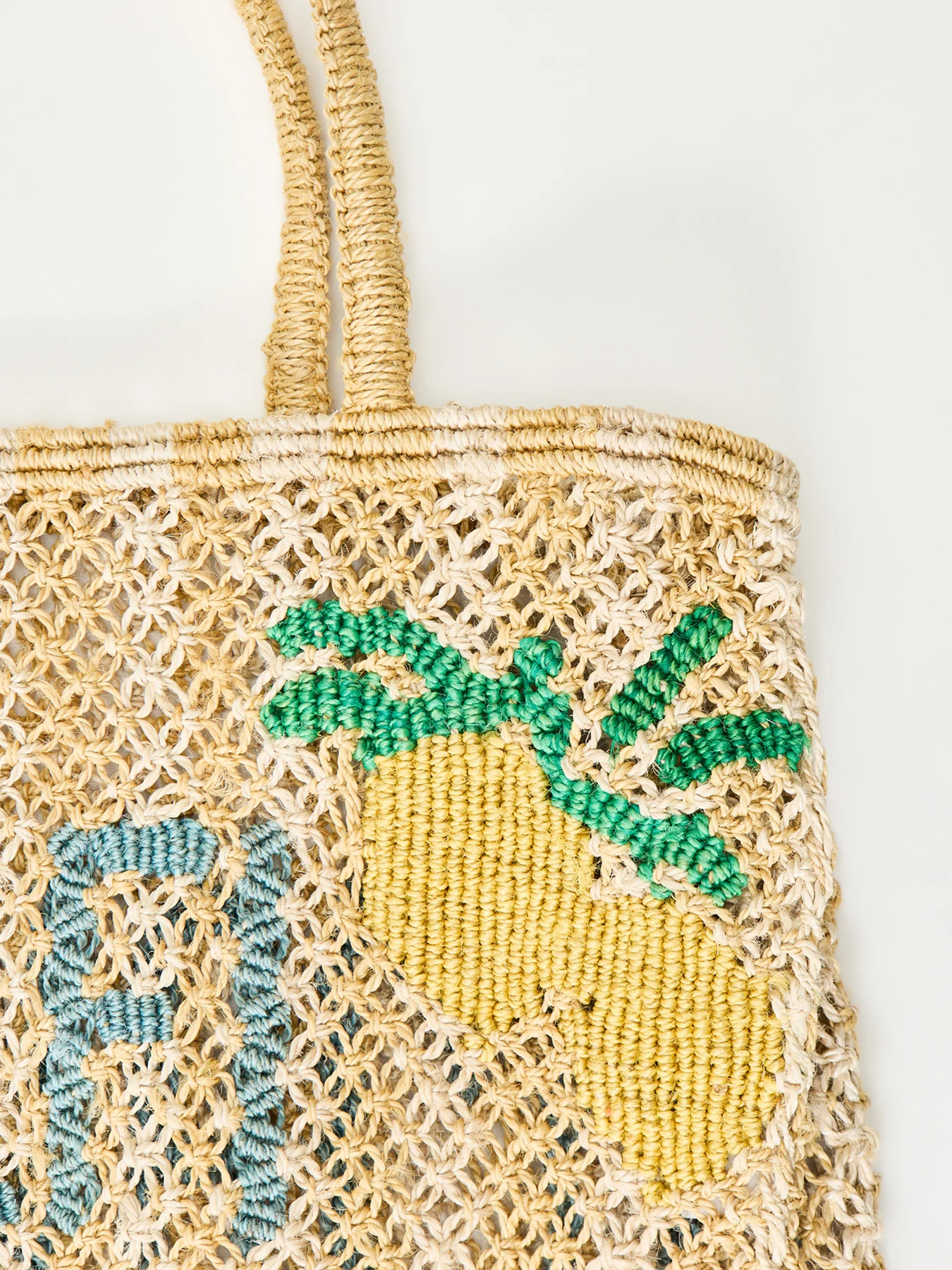 Small Amalfi Raffia Tote Bag Yellow - Image 4