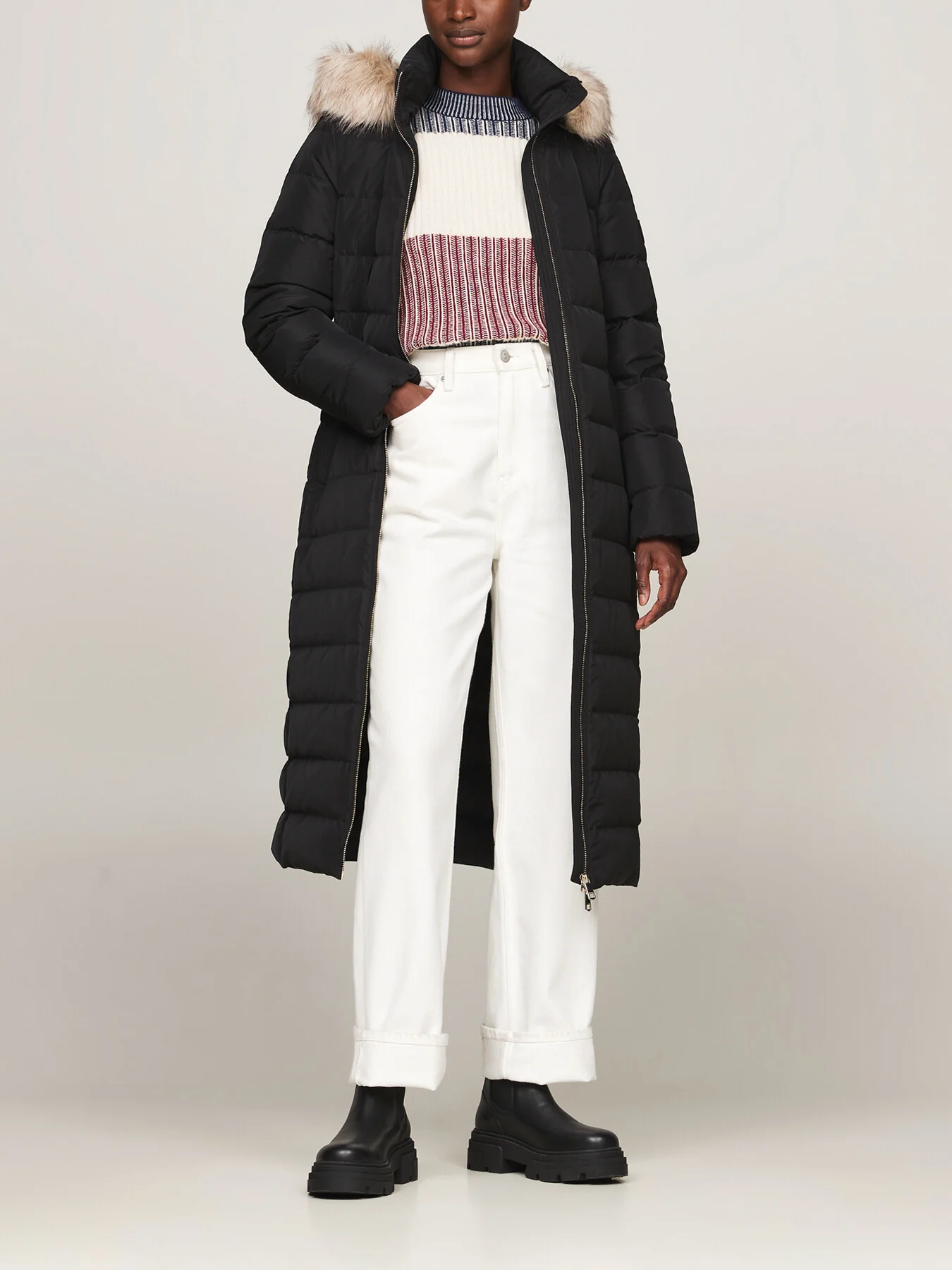 Down Fur-Trim Hooded Maxi Coat - Image 2