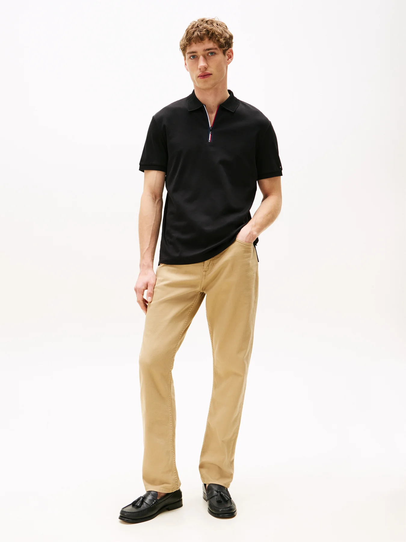 Regular Signature Zip Placket Polo Shirt - Image 4