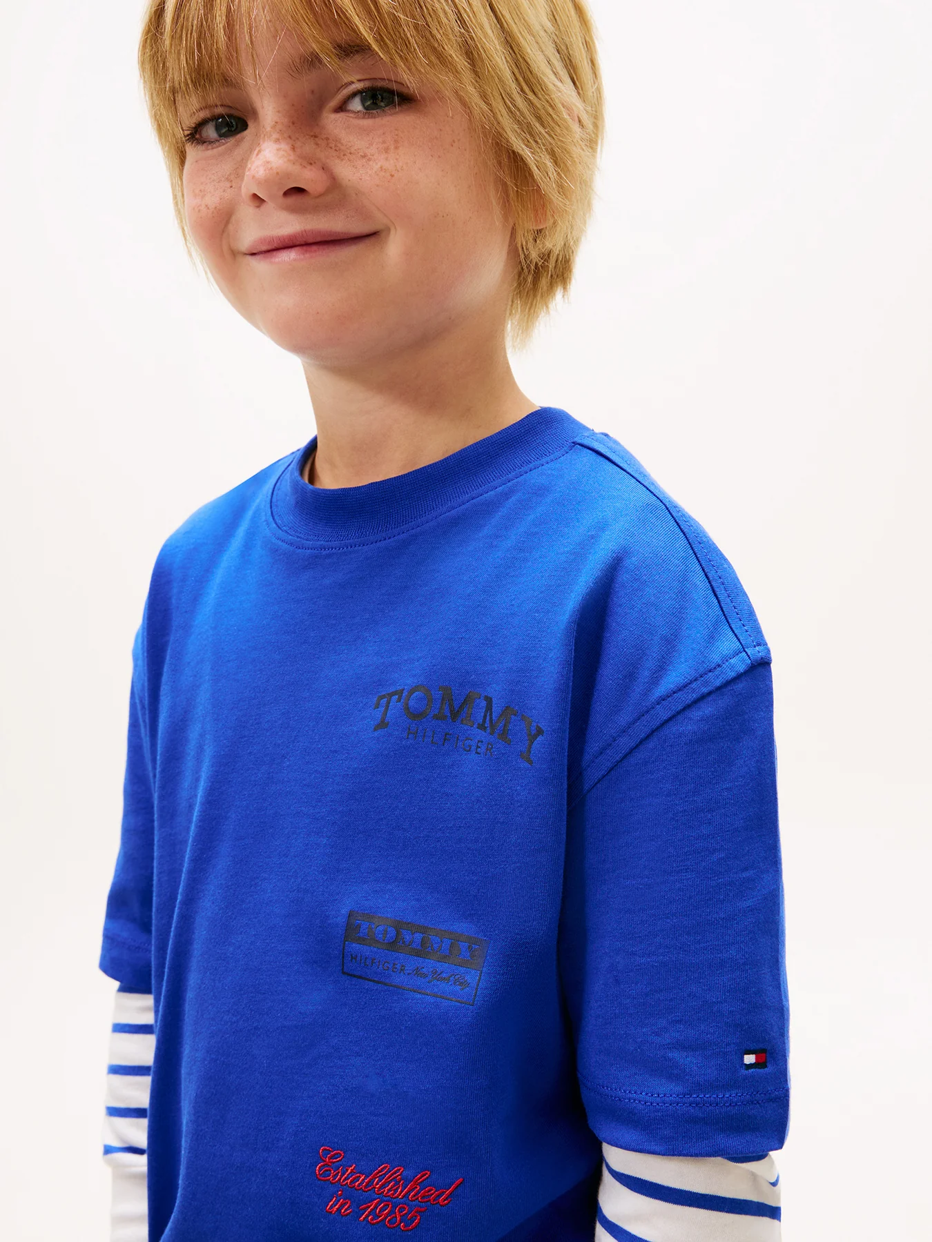 Kids’ Back Multi Logo Print Jersey T-Shirt Blue - Image 4
