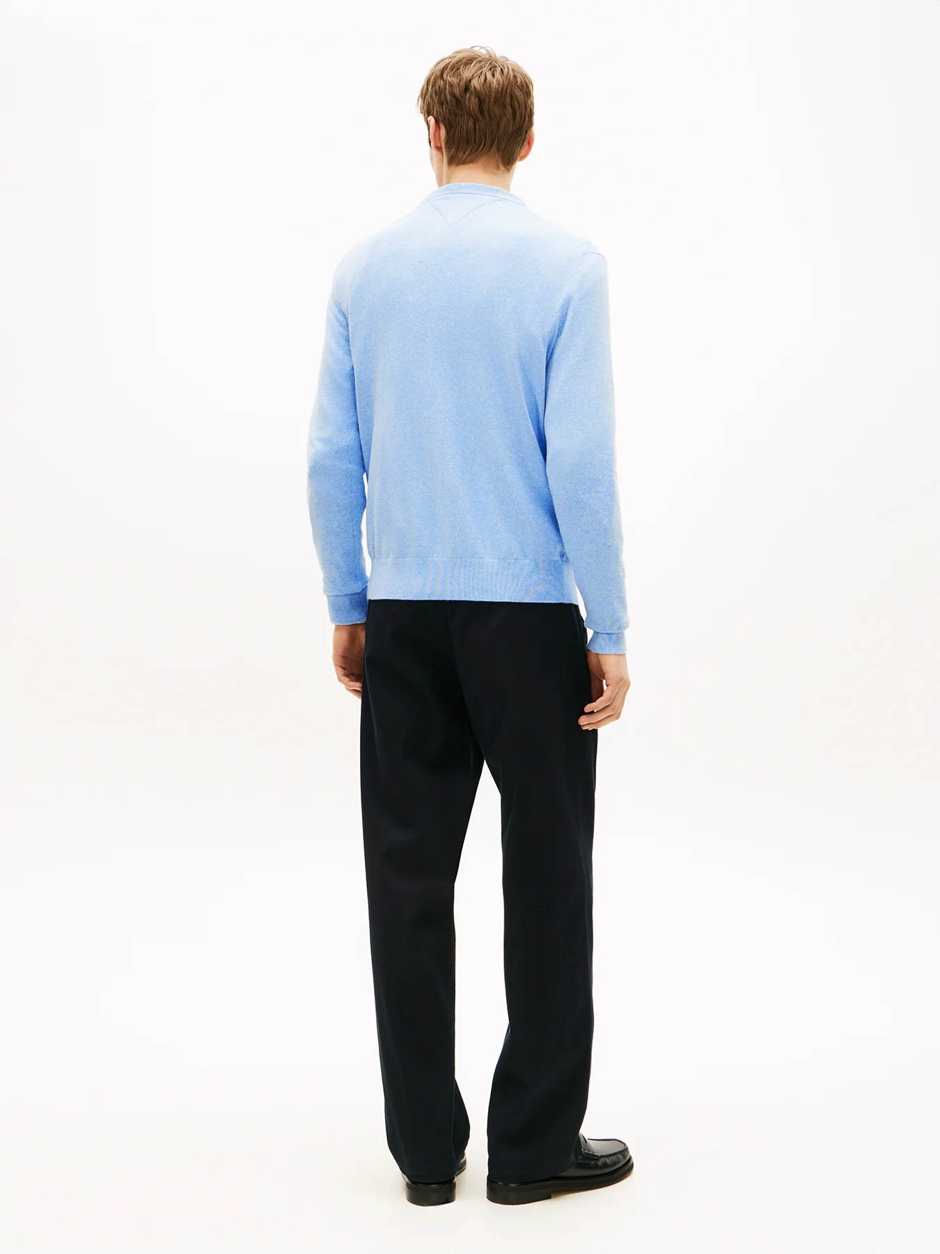 Crew Neck Jumper With Cashmere Blue - Image 4