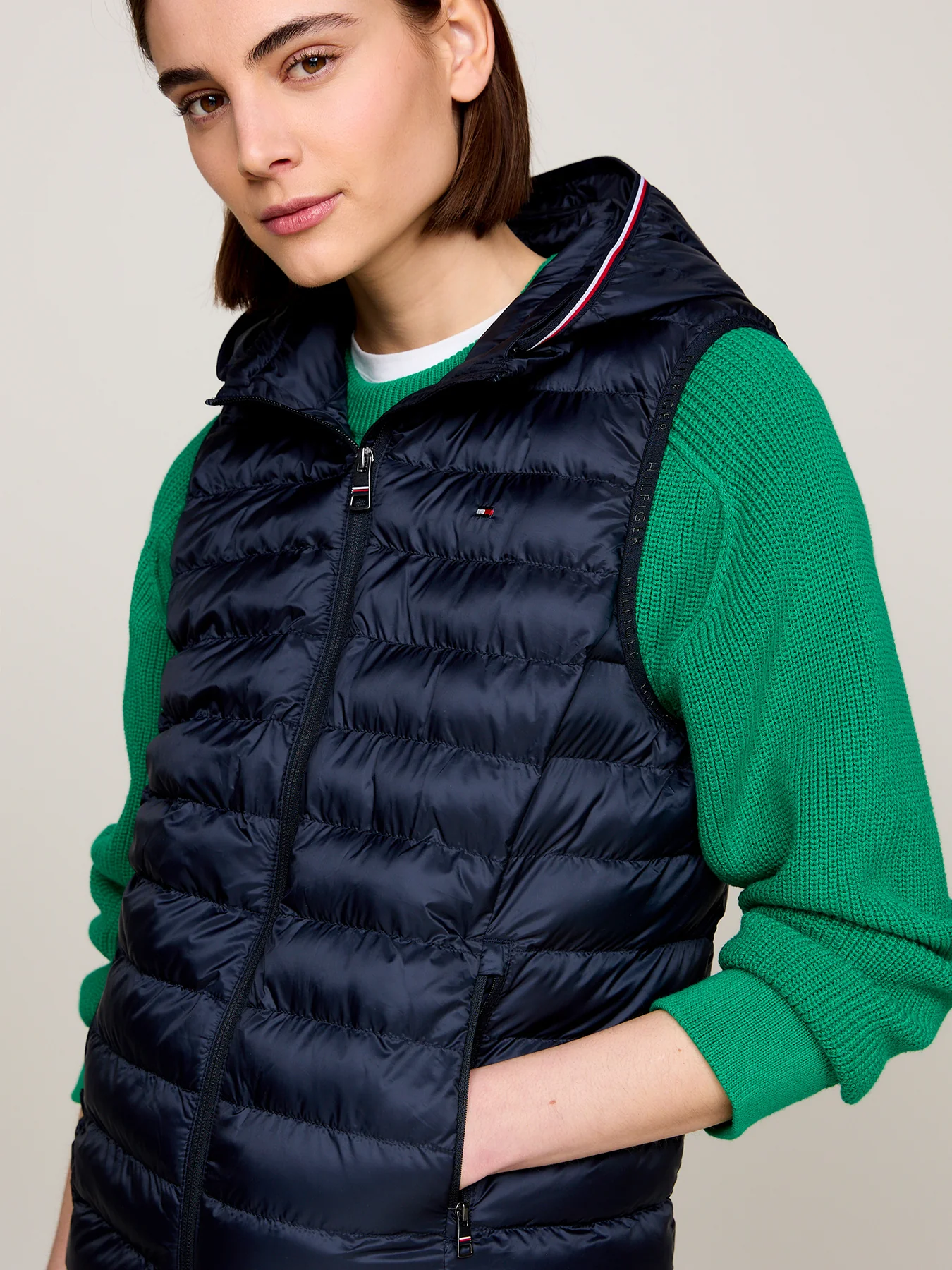 Quilted Down Vest Blue - Image 3
