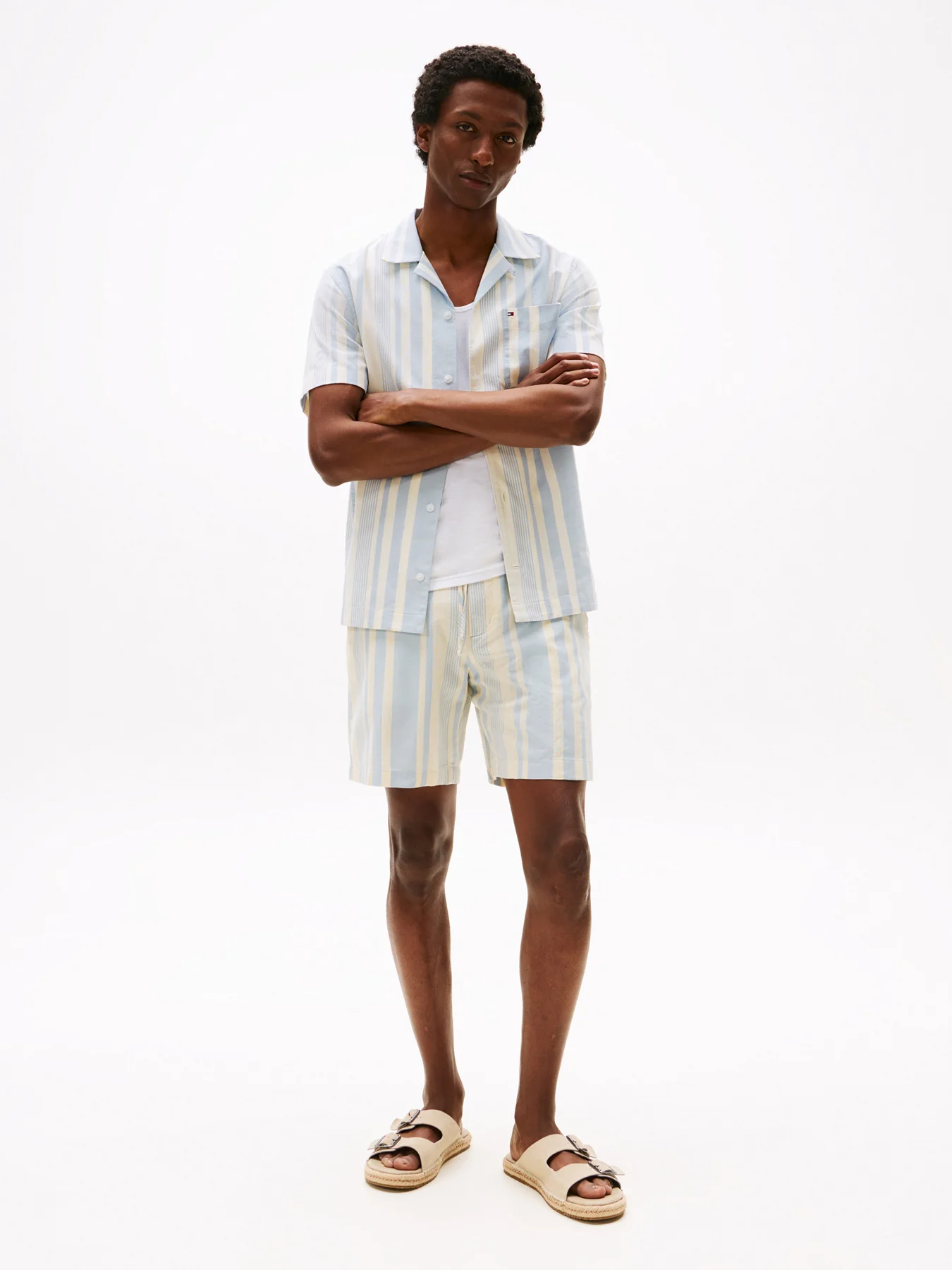 Drawstring Cotton Stripe Shorts - Image 2