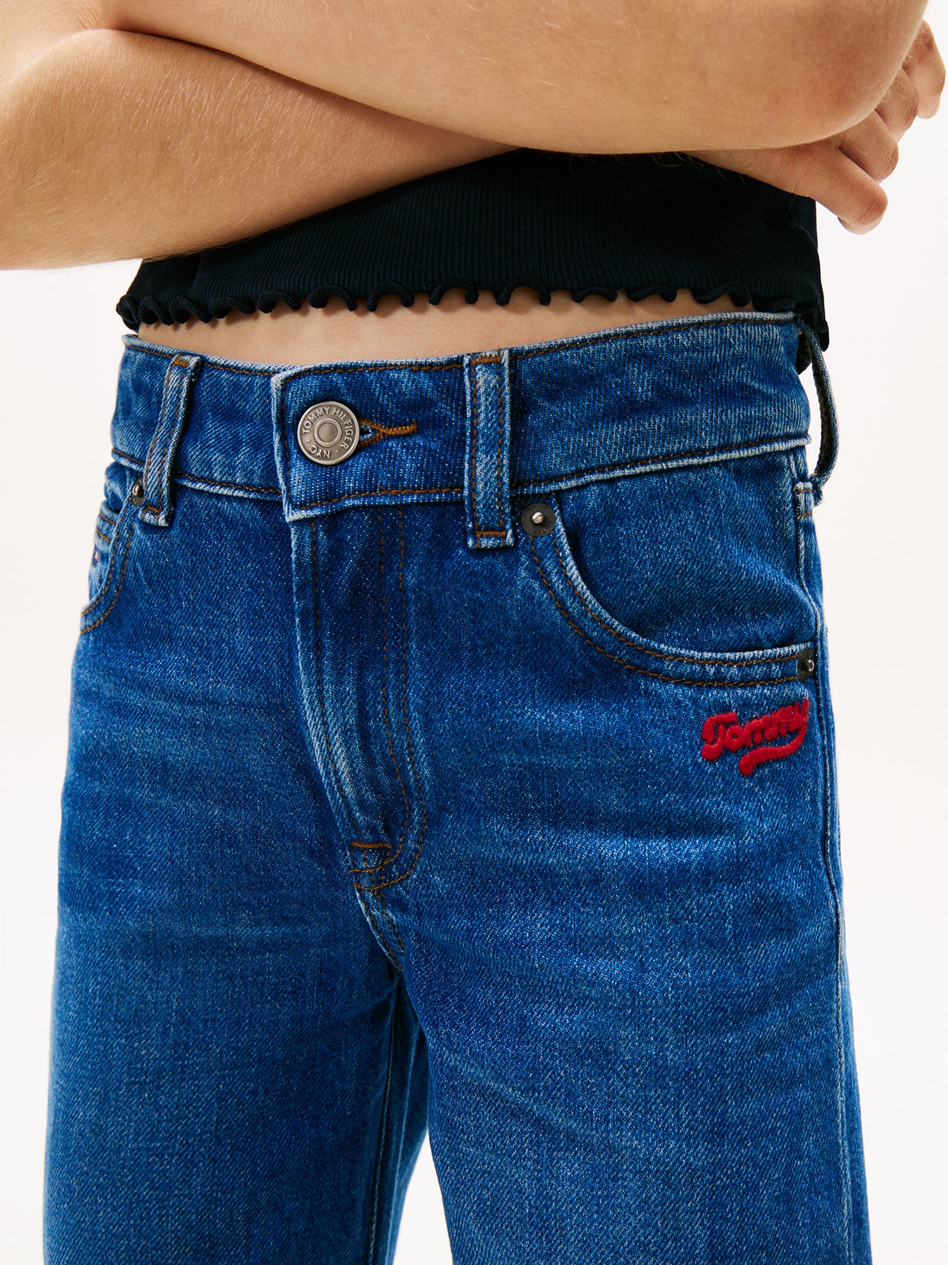 Kids’ Logo Embroidery Girlfriend Jeans - Image 5
