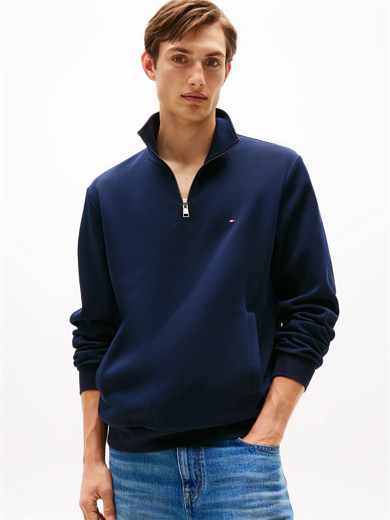 Performance Quarter Zip Intechno Knit Jumper Blue - Image 2