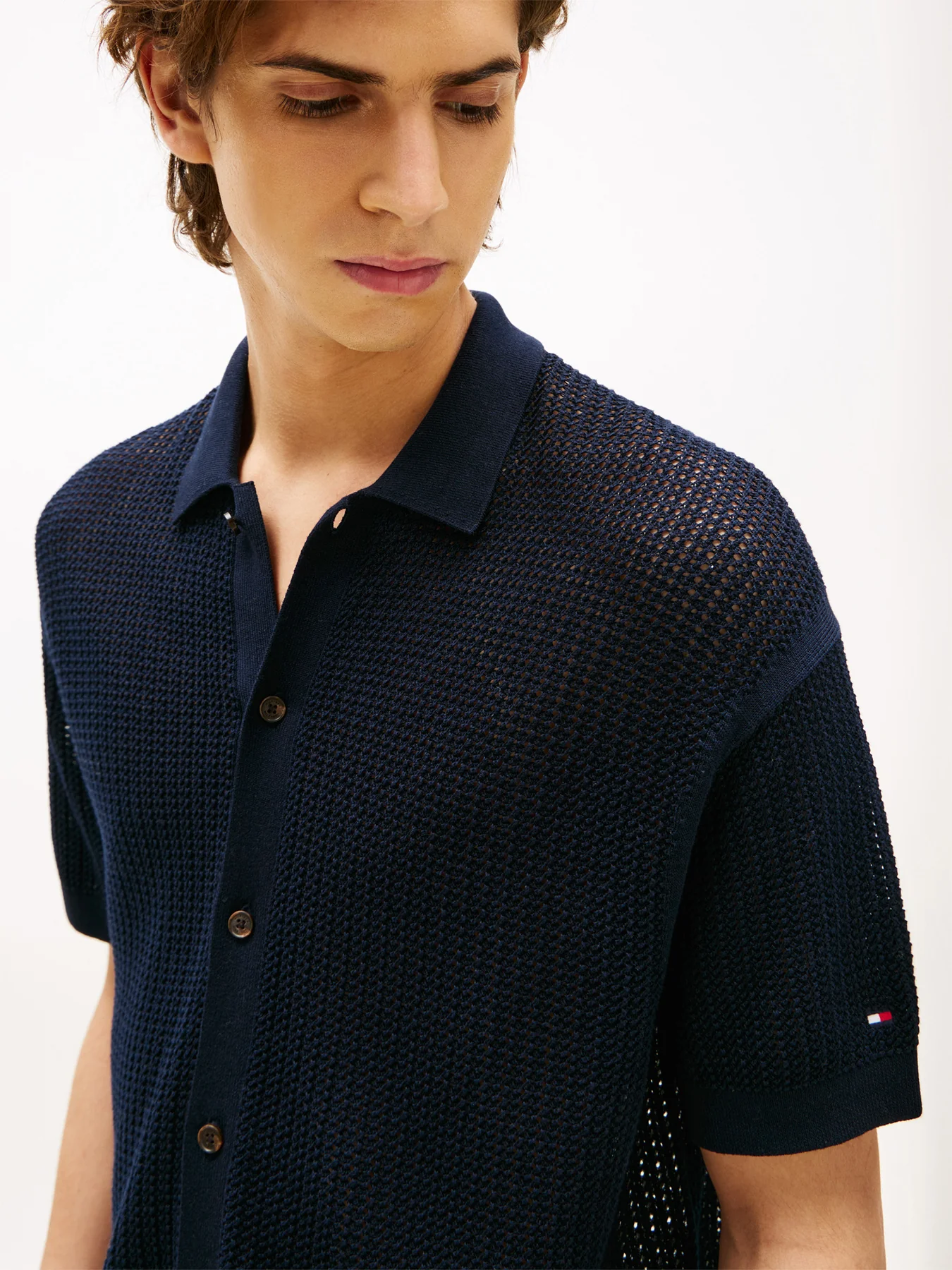 Relaxed Fit Open Knit Short Sleeve Shirt - Image 5