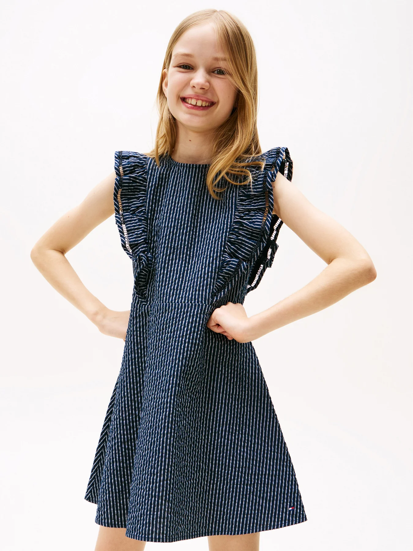 Kids' Ruffle Seersucker Fit And Flare Dress - Image 2