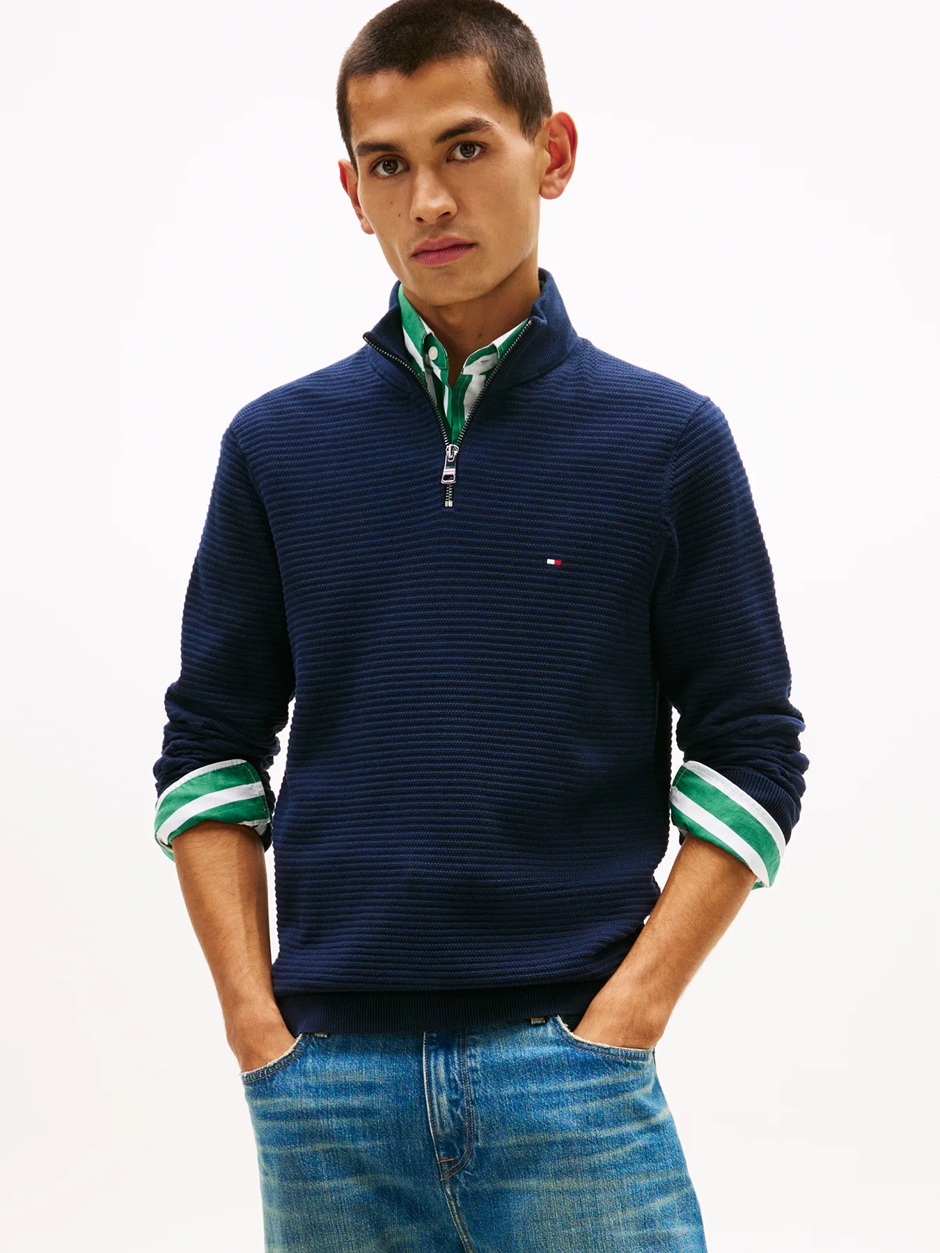 Half-Zip Knit Jumper Blue - Image 3