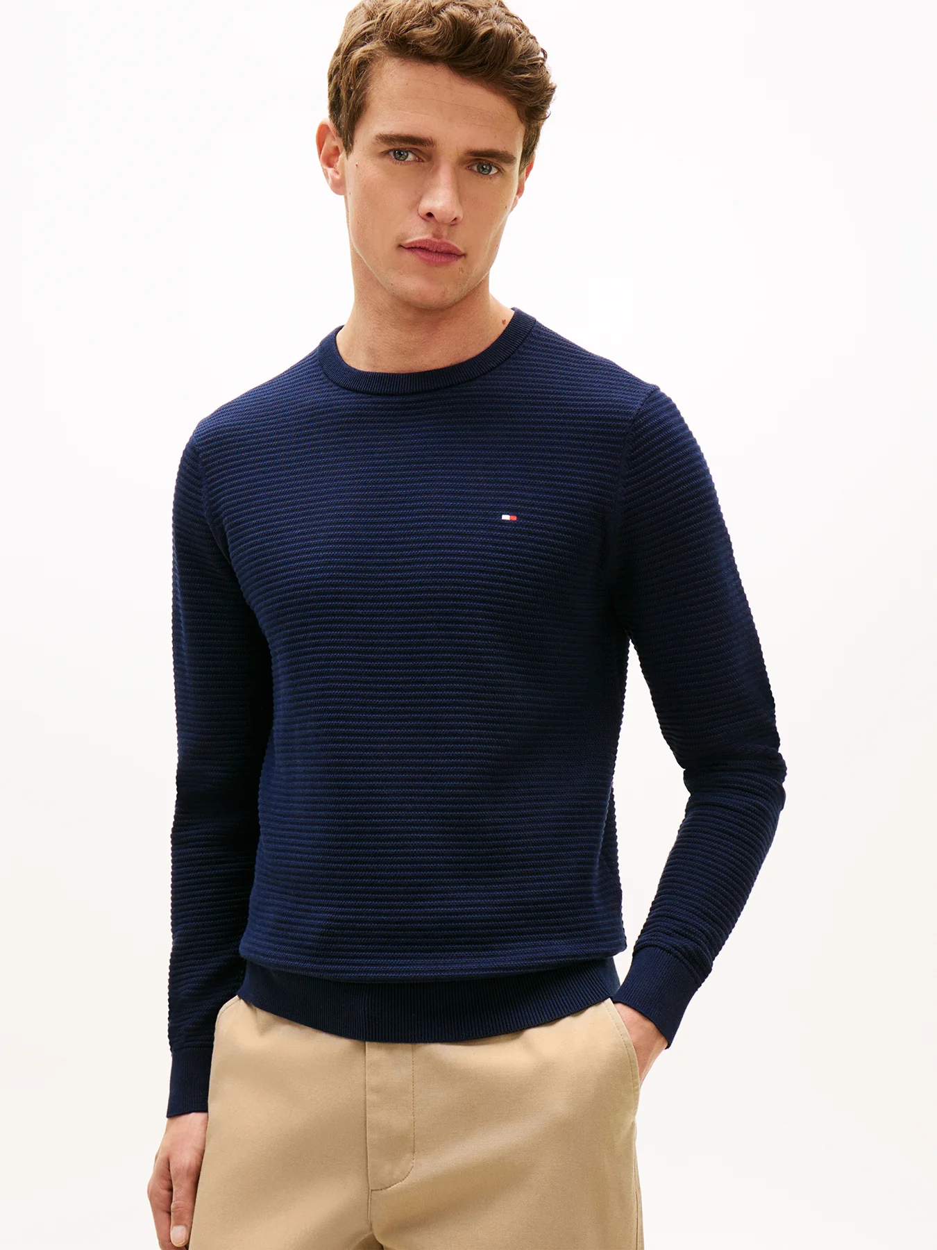 Textured Knit Jumper Blue - Image 3