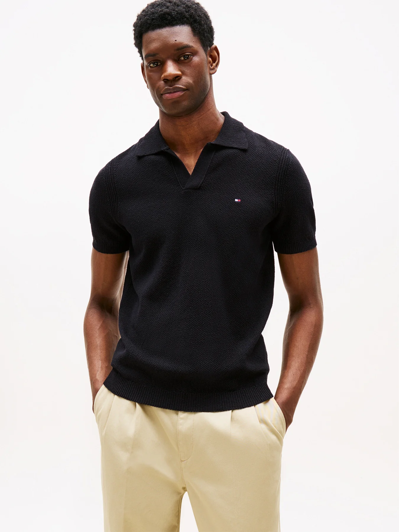 Textured Knit Polo Shirt - Image 2
