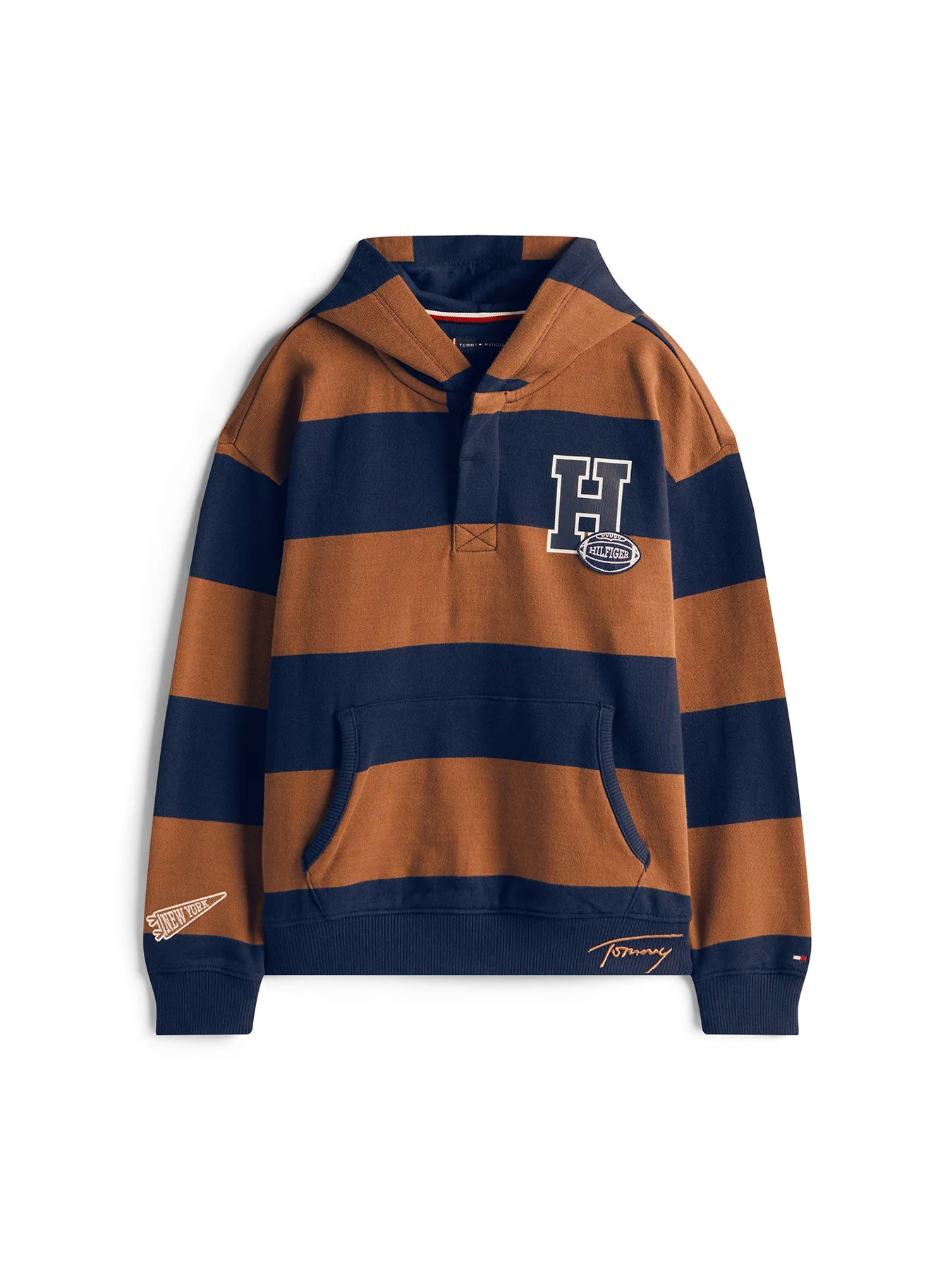 Kids’ Varsity Stripe Concealed Placket Hoody