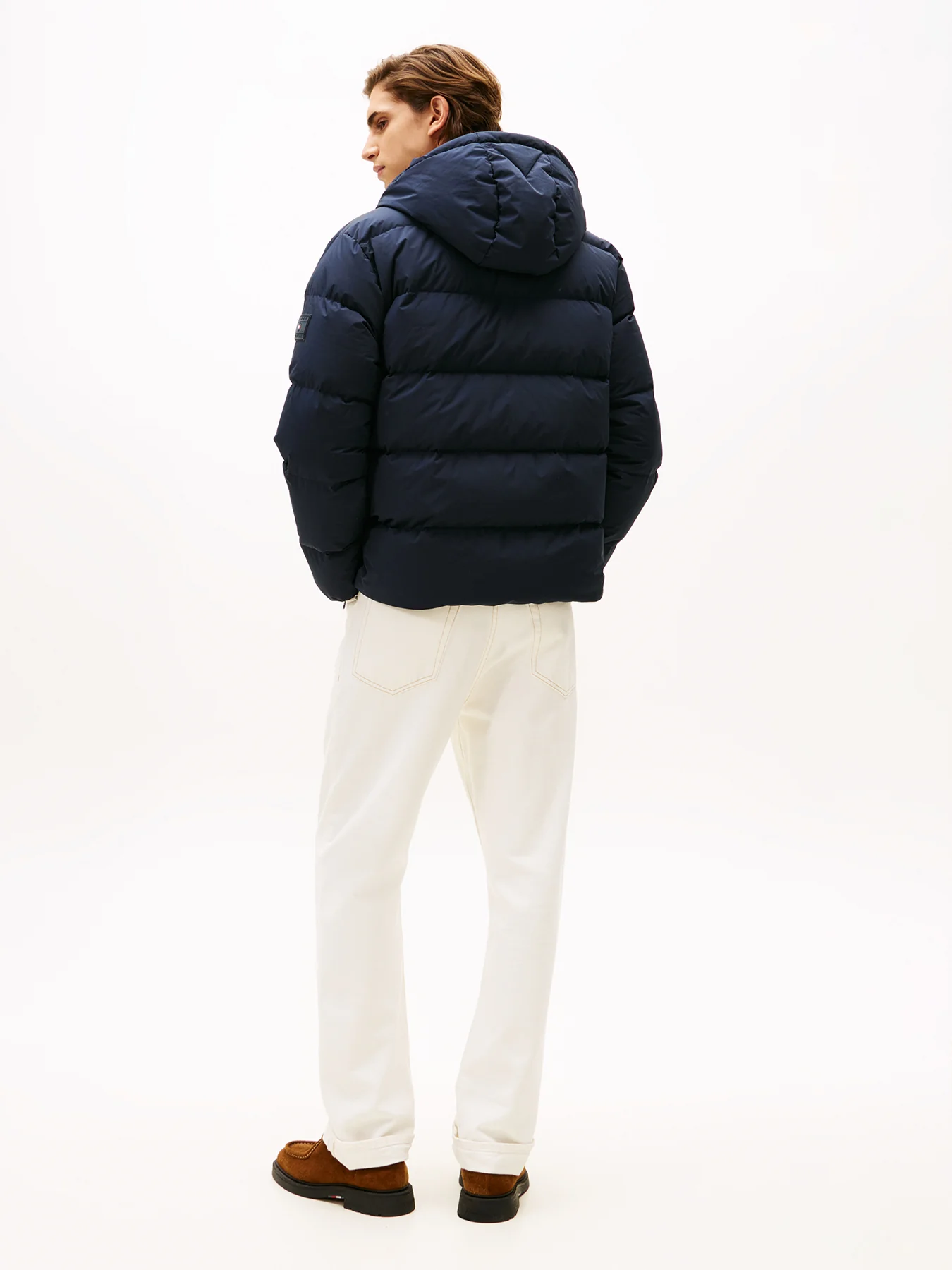 Water Repellent Down Hooded Puffer Jacket Blue - Image 3
