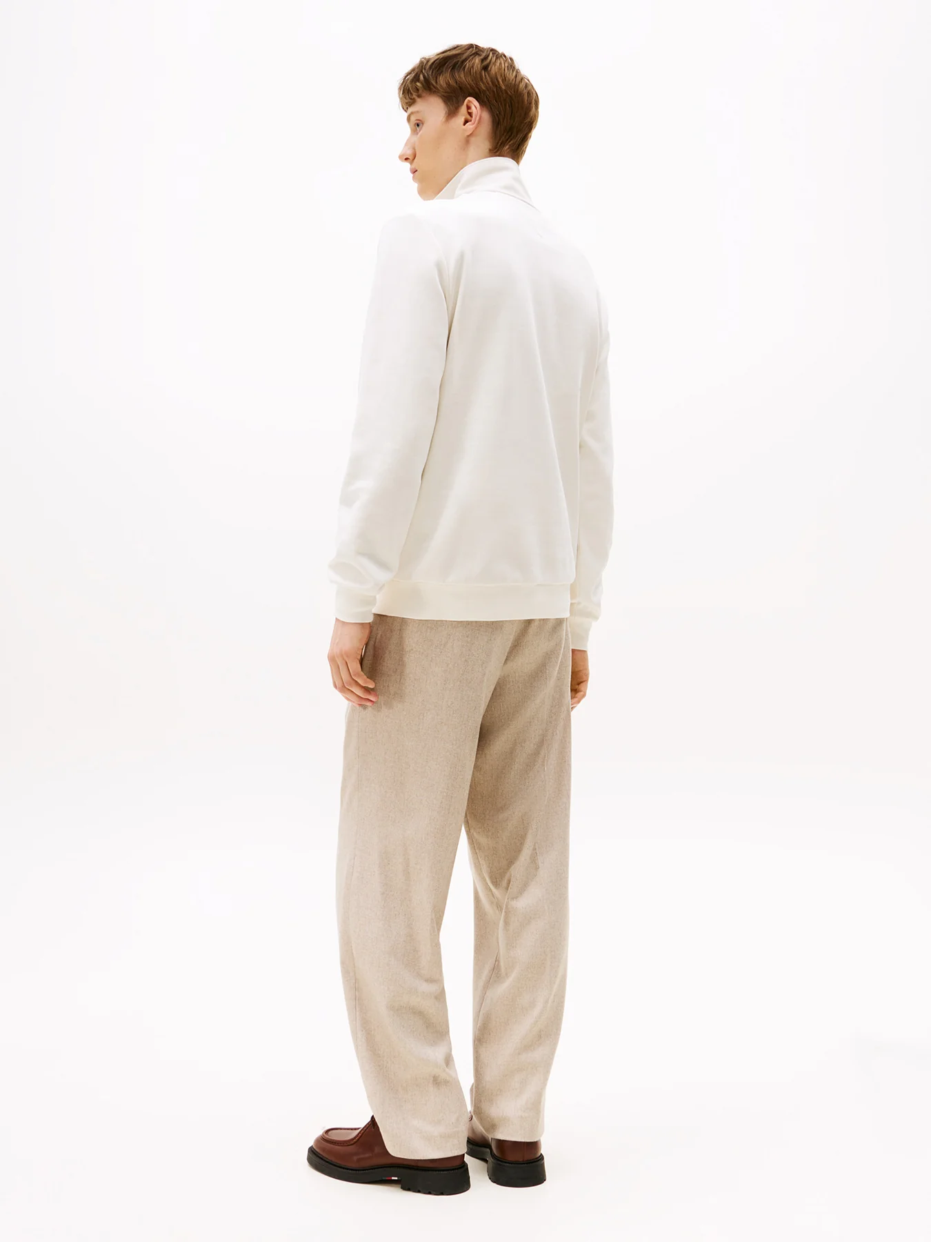 Performance Quarter Zip Intechno Knit Jumper Cream - Image 3
