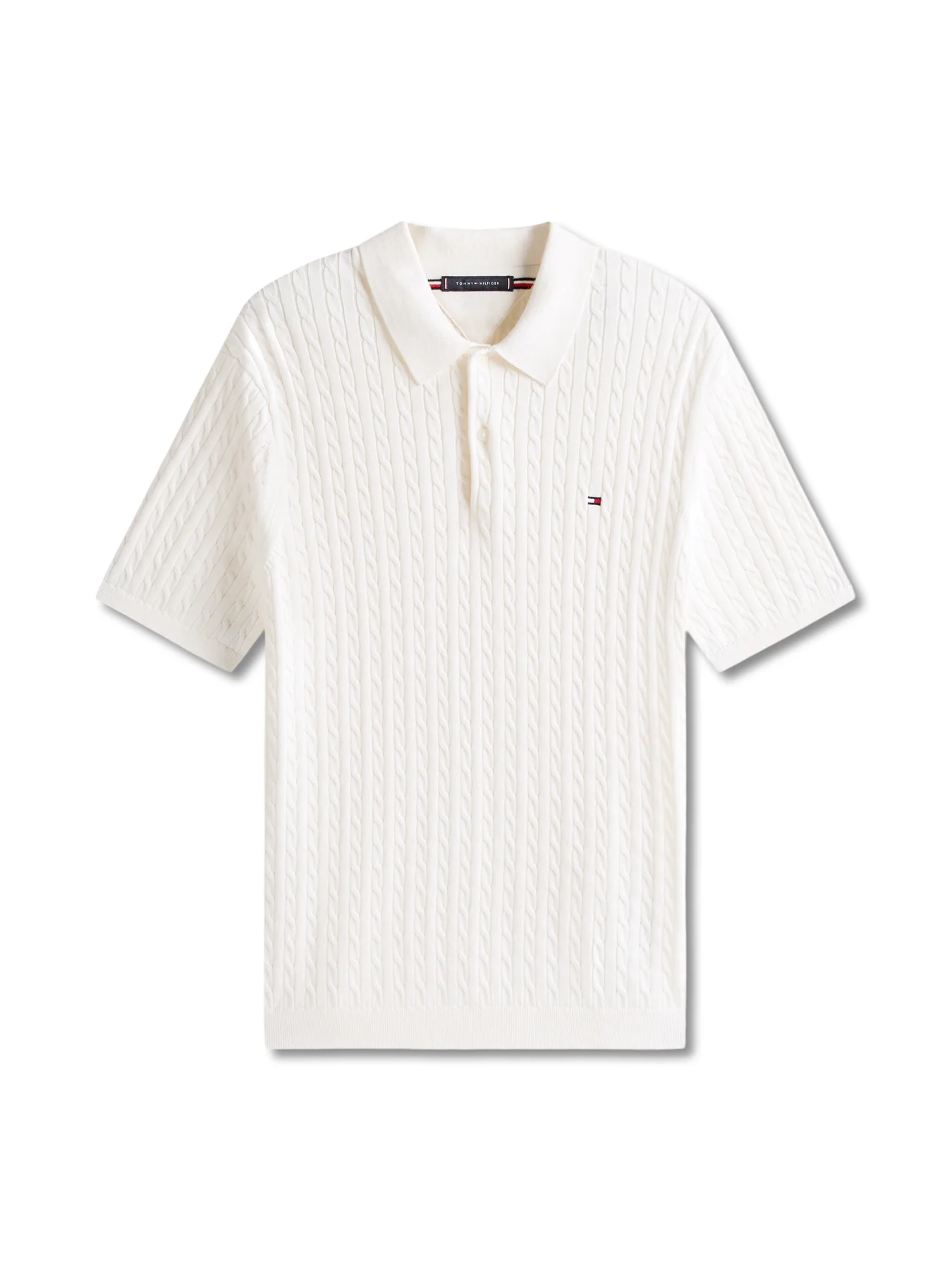 Regular Fit Cable Knit Polo Shirt