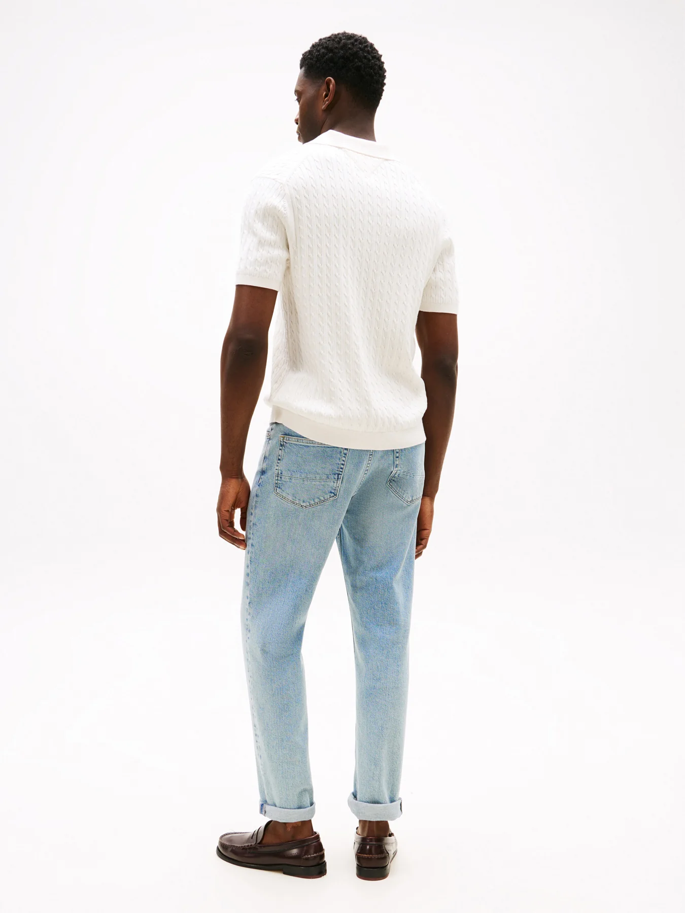Regular Fit Cable Knit Polo Shirt - Image 3