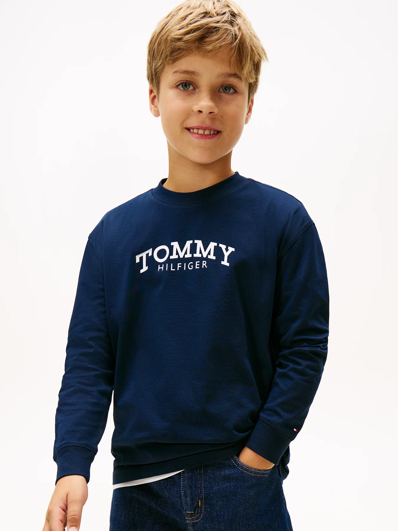 Kids’ Logo Print Long Sleeve T-Shirt Blue - Image 2