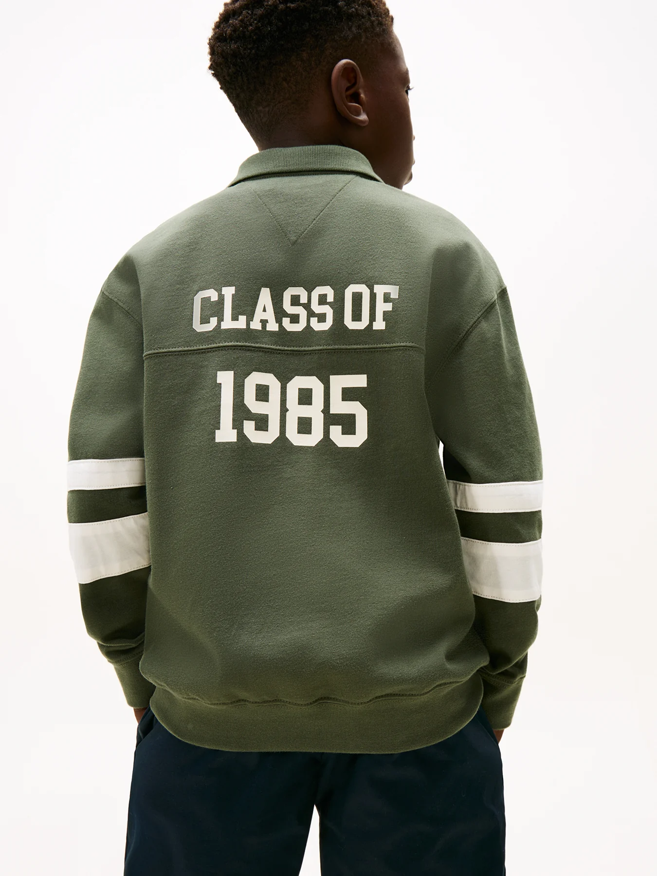 Kids’ Varsity Appliqué Long Sleeve Polo Shirt Green - Image 5