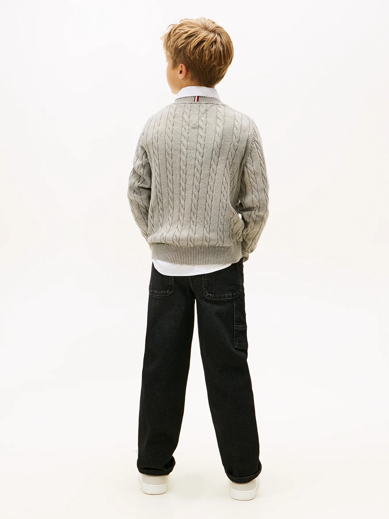 Kids’ Essential Cable Knit Jumper Grey - Image 4