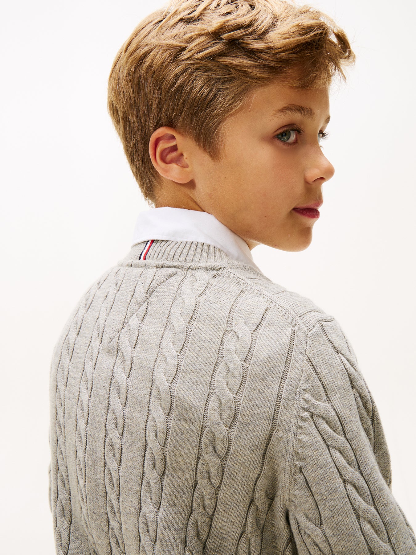 Kids’ Essential Cable Knit Jumper Grey - Image 5