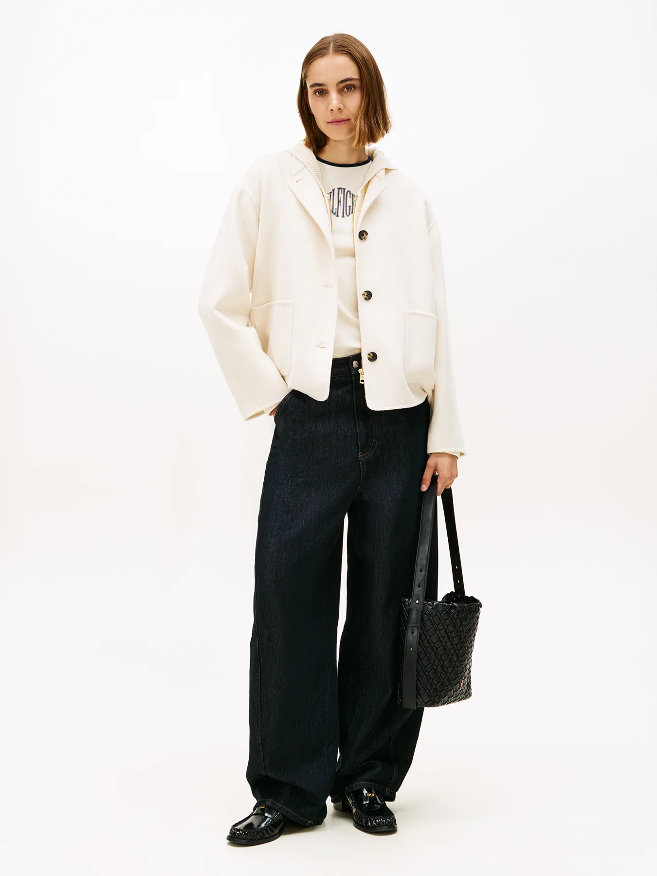Double-Faced Wool Blend Bomber Jacket Nude - Image 4