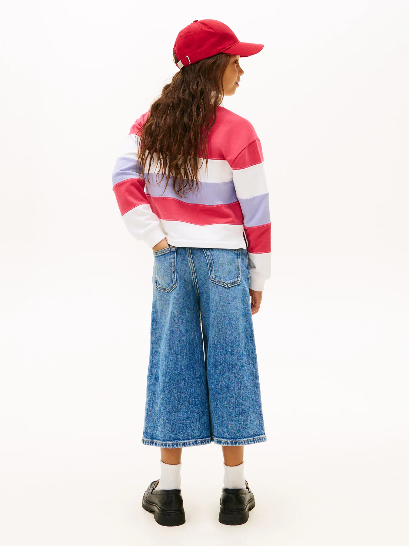 Kids’ Essential Colour-Blocked Long Sleeve Polo Shirt Pink - Image 4