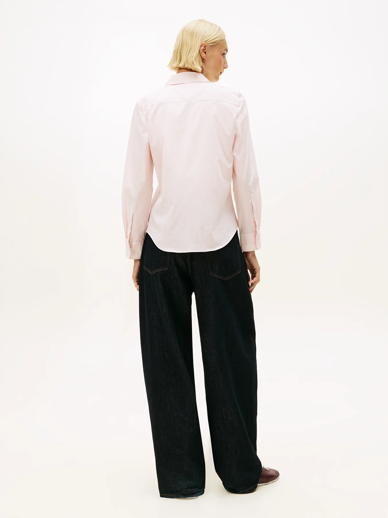 Flag Embroidery Poplin Shirt Pink - Image 3