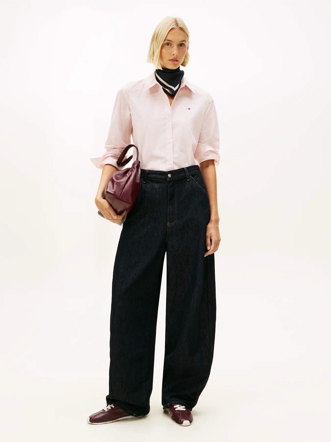 Flag Embroidery Poplin Shirt Pink - Image 4