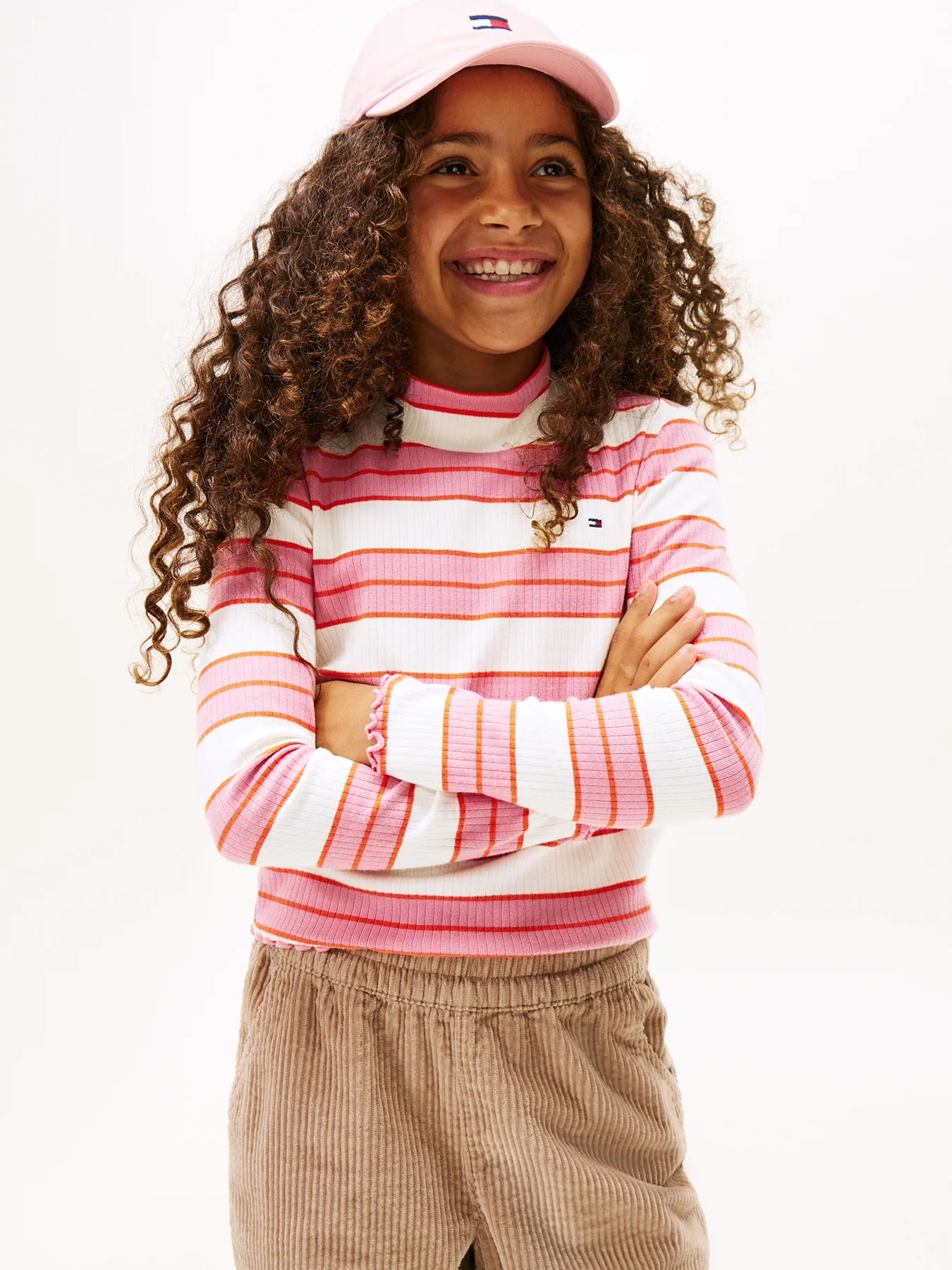 Pink Ribbed Slim Mock Neck Top - Image 2
