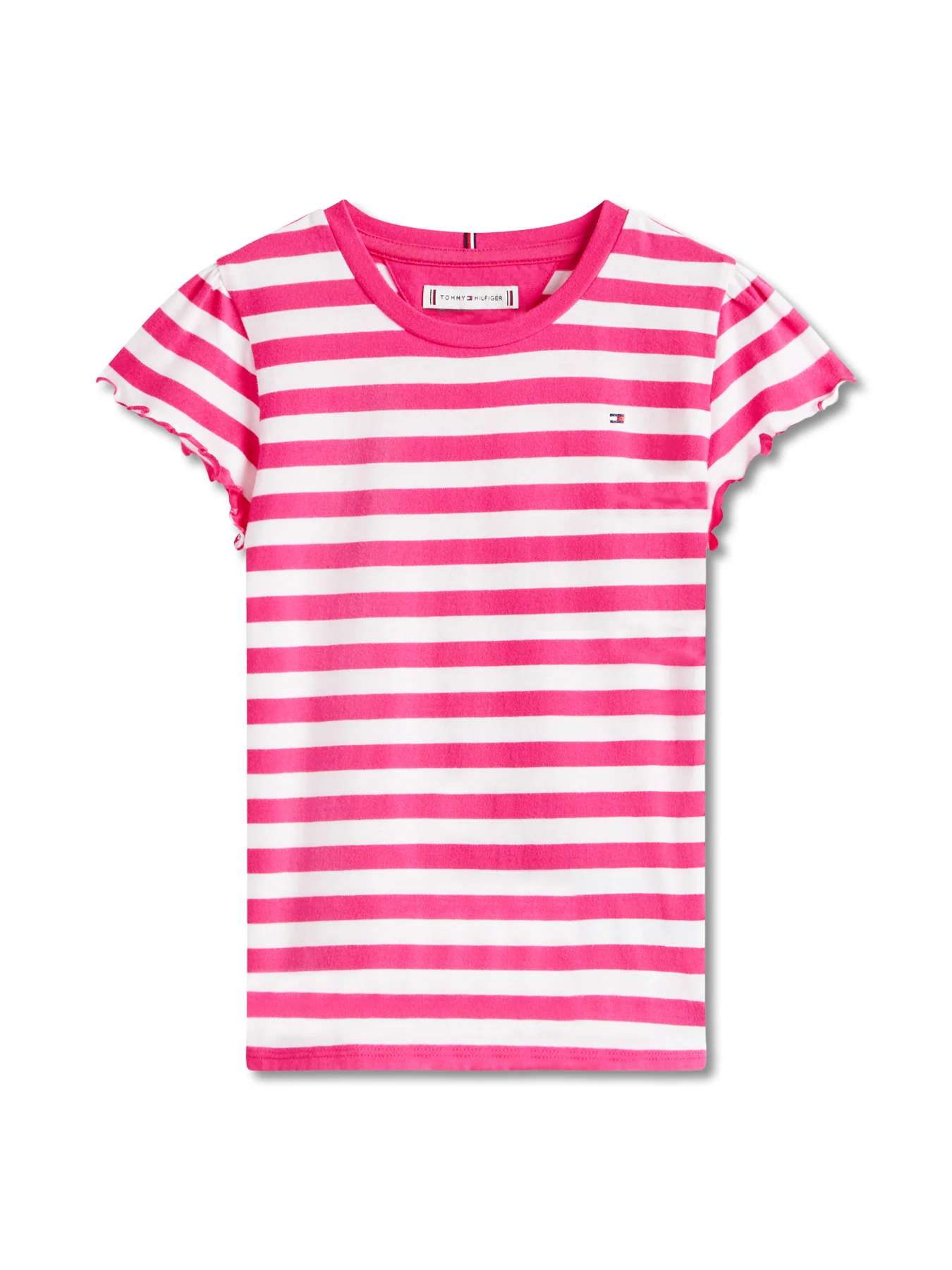 Stripe Ruffle Sleeve Slim Top