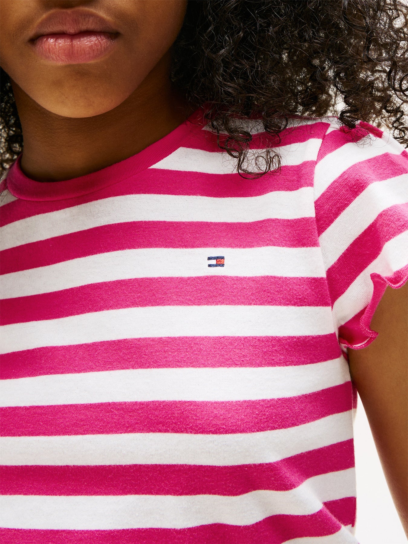 Stripe Ruffle Sleeve Slim Top - Image 5
