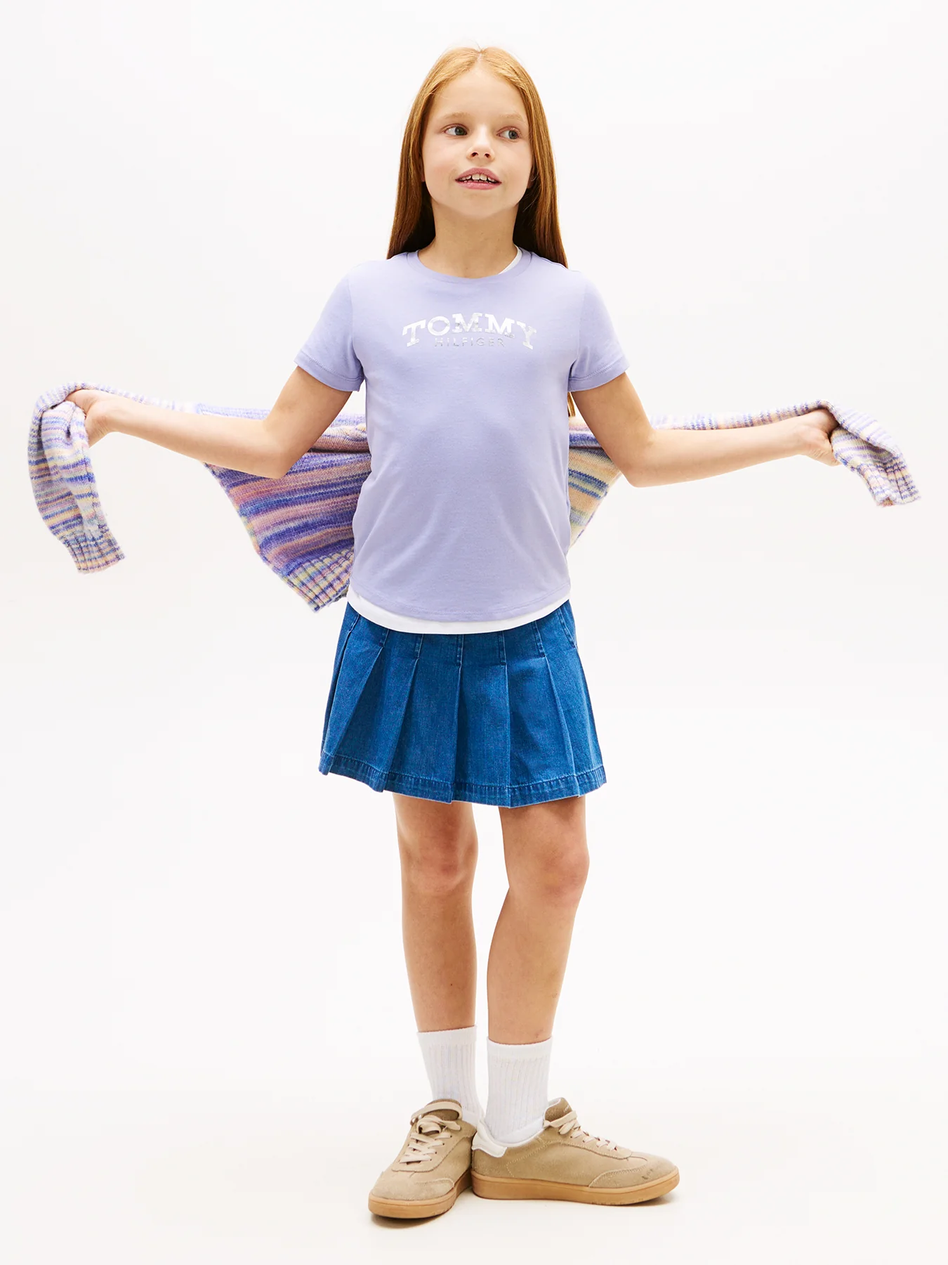 Kids’ Metallic Logo Slim Crew Neck T-Shirt Purple - Image 2