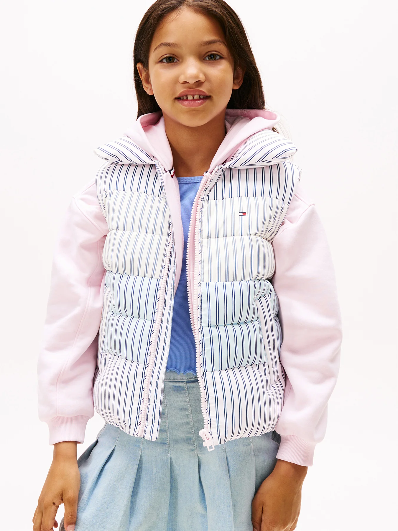 Mixed Stripe Relaxed Quilted Gilet - Image 2