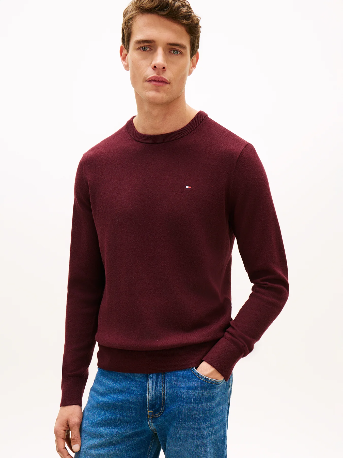 Crew Neck Jumper With Cashmere Red - Image 5