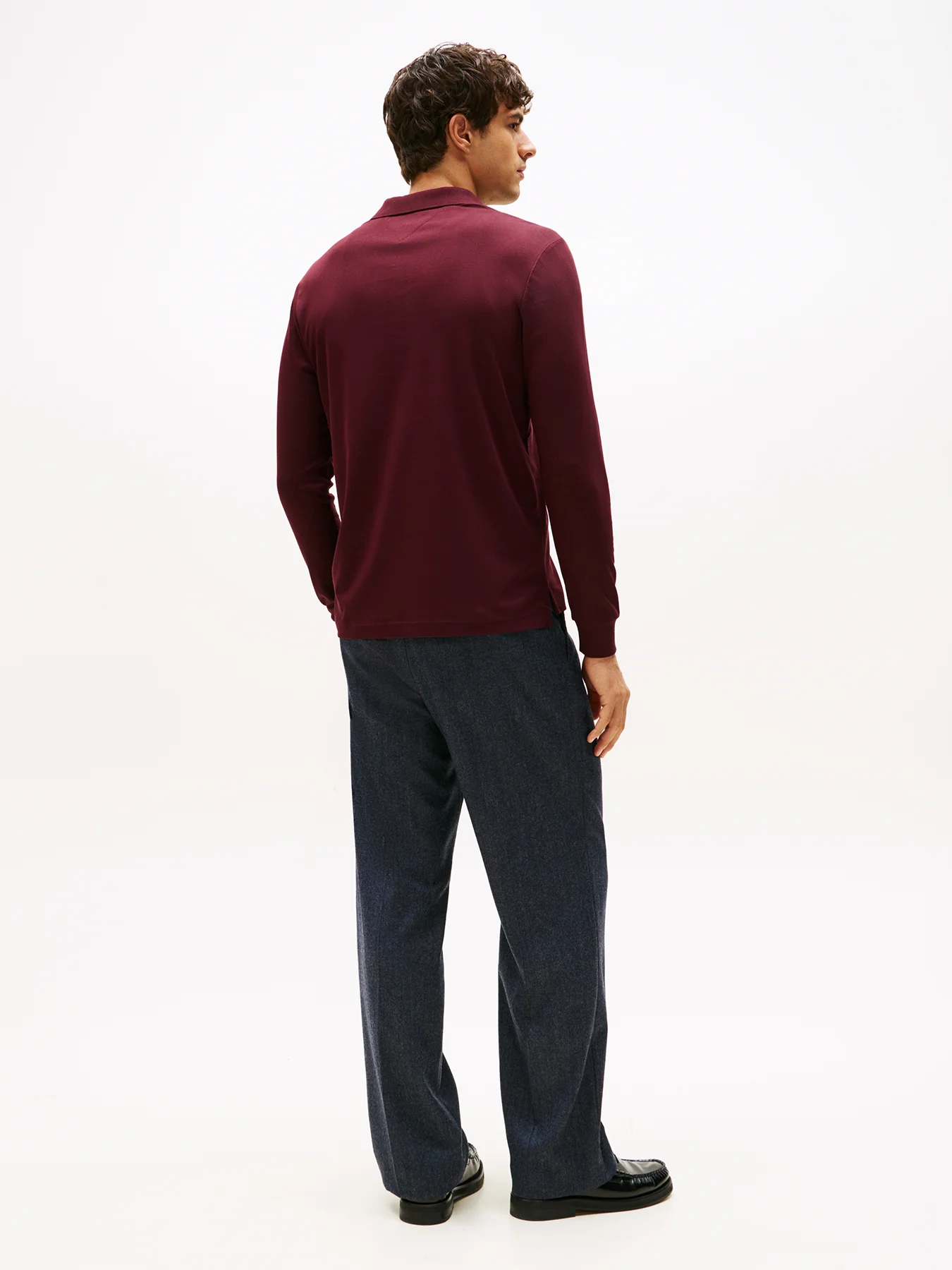 Regular Fit Long Sleeve Polo Shirt Red - Image 3