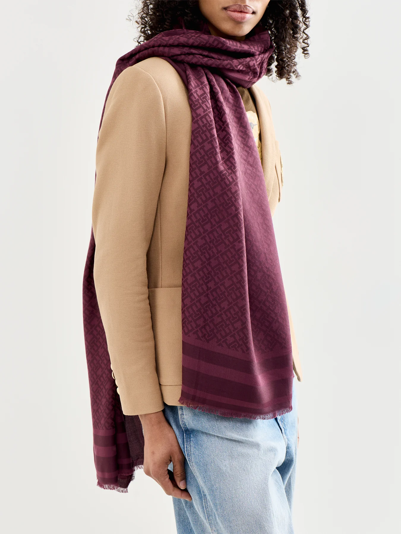 Monogram Scarf Burgundy - Image 2