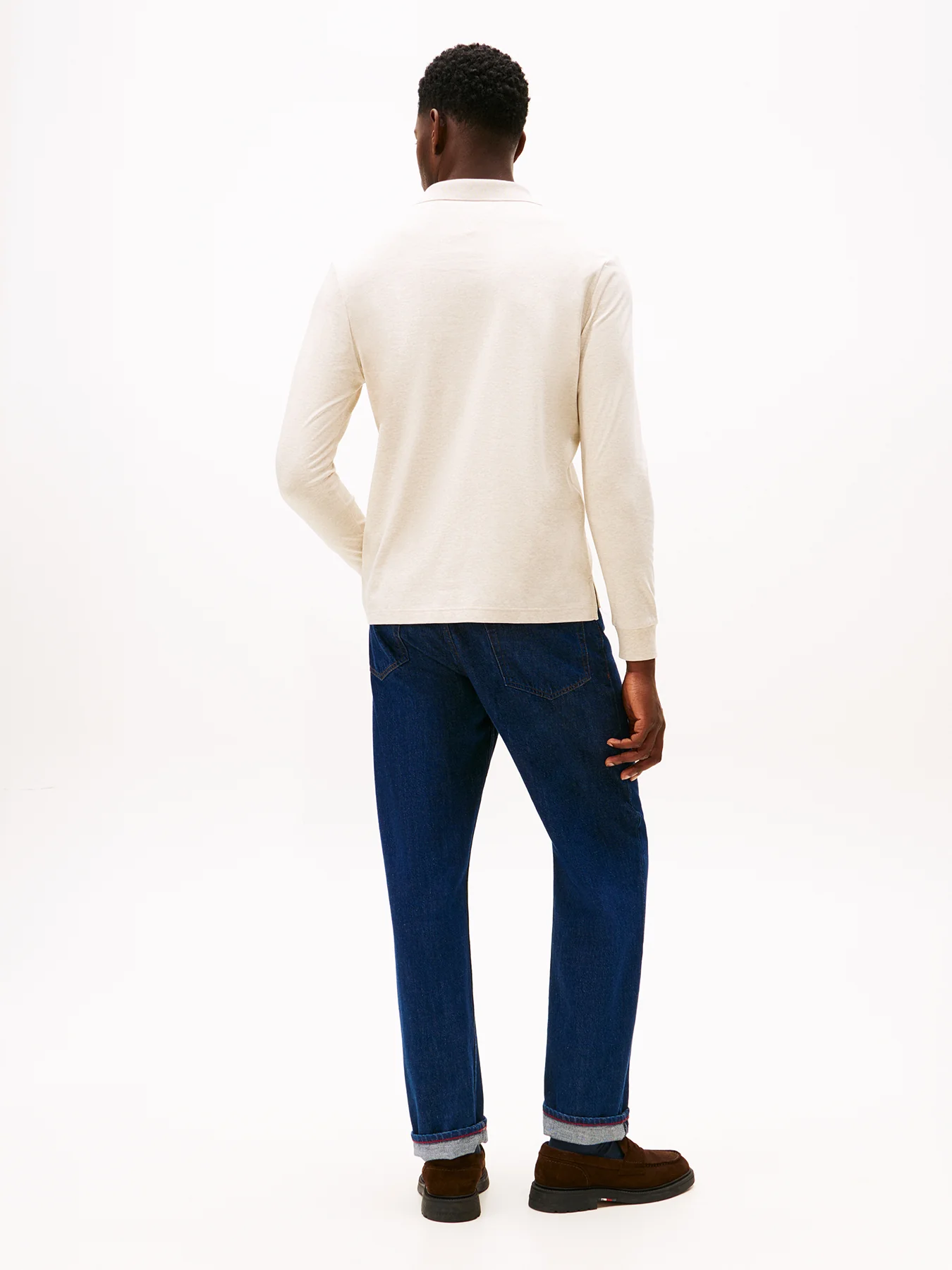 Regular Fit Long Sleeve Polo Shirt White - Image 3