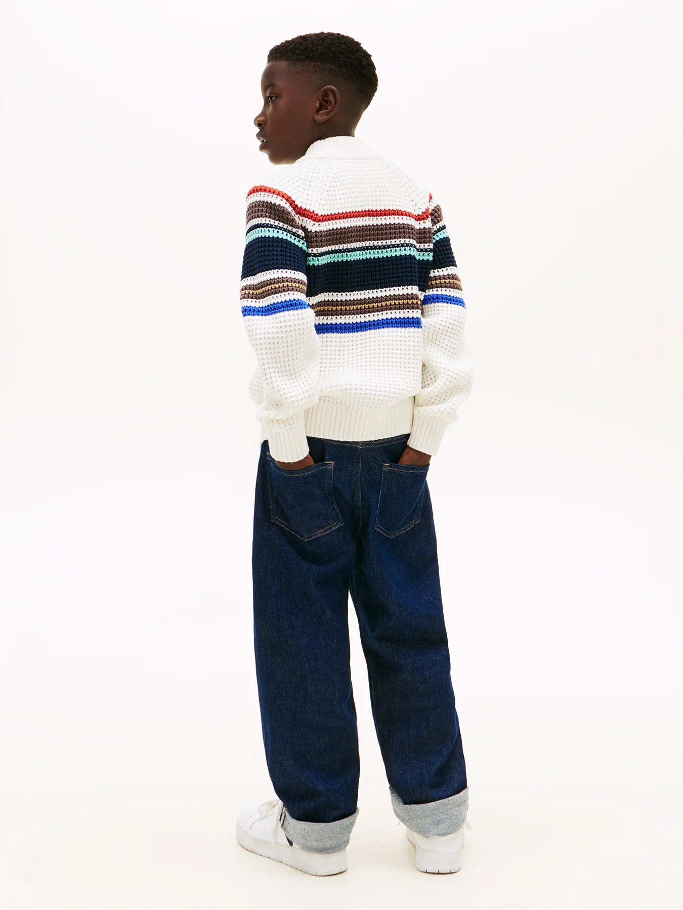 Kids’ Textured Knit Jumper White - Image 4