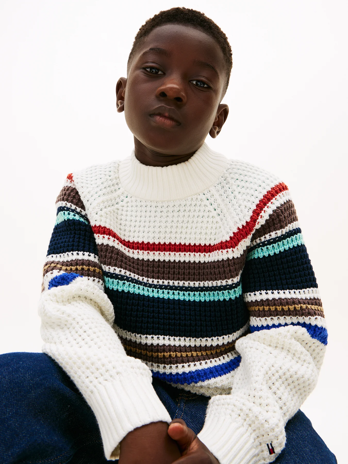 Kids’ Textured Knit Jumper White - Image 5