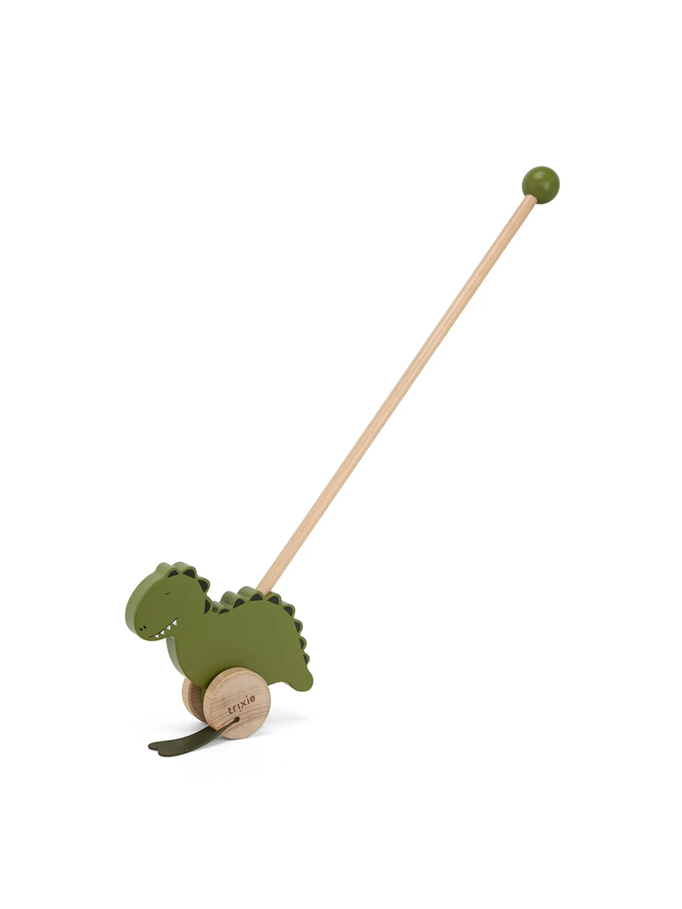 Wooden Push Along Toy Mr Dino Green