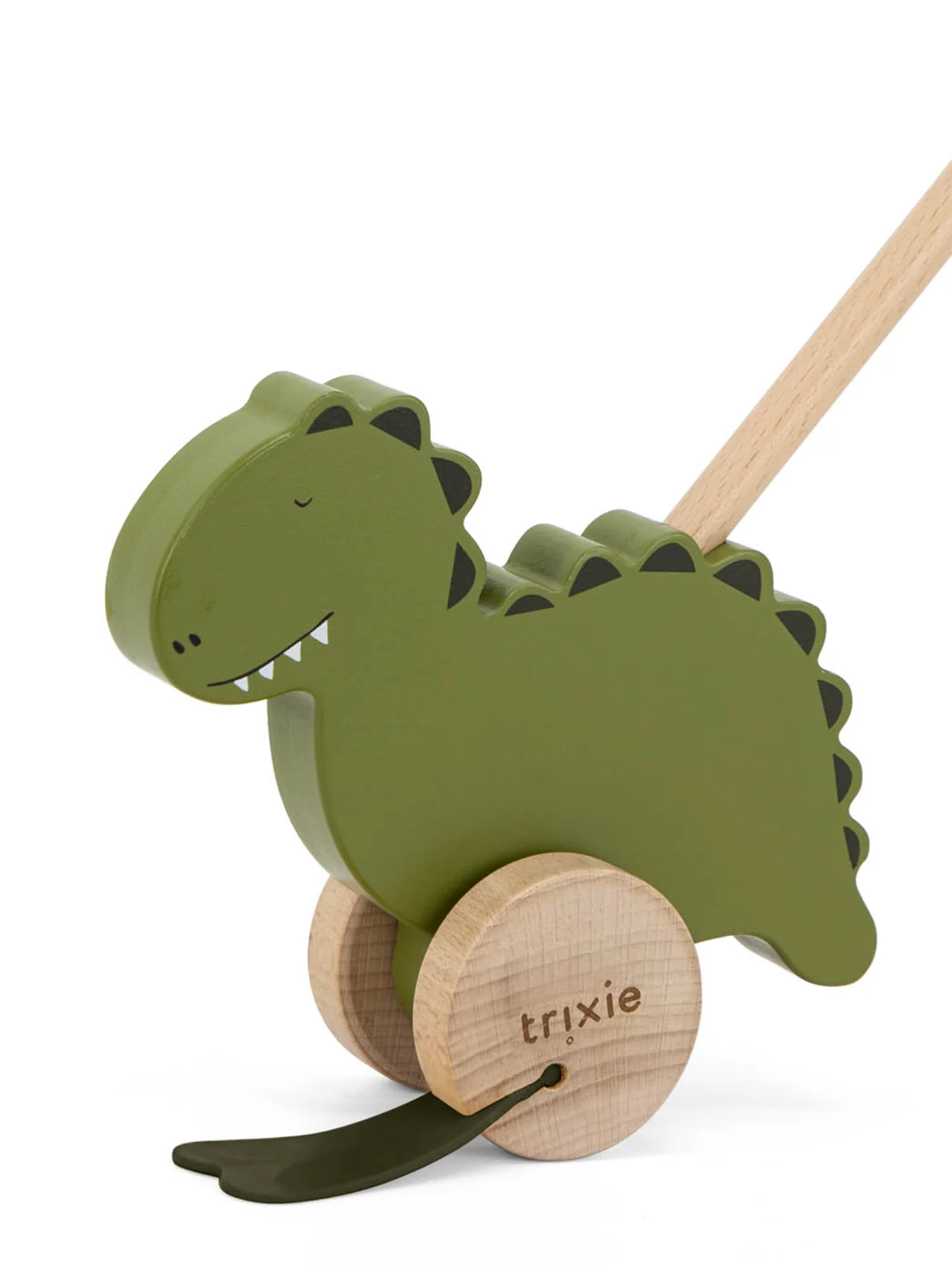 Wooden Push Along Toy Mr Dino Green - Image 3