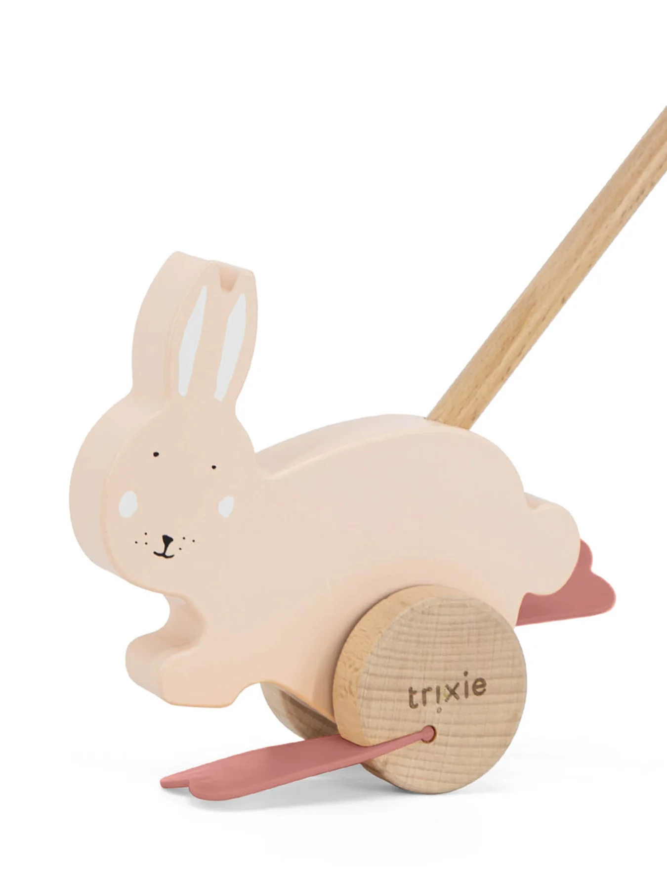 Wooden Push Along Toy Mrs Rabbit Pink - Image 2